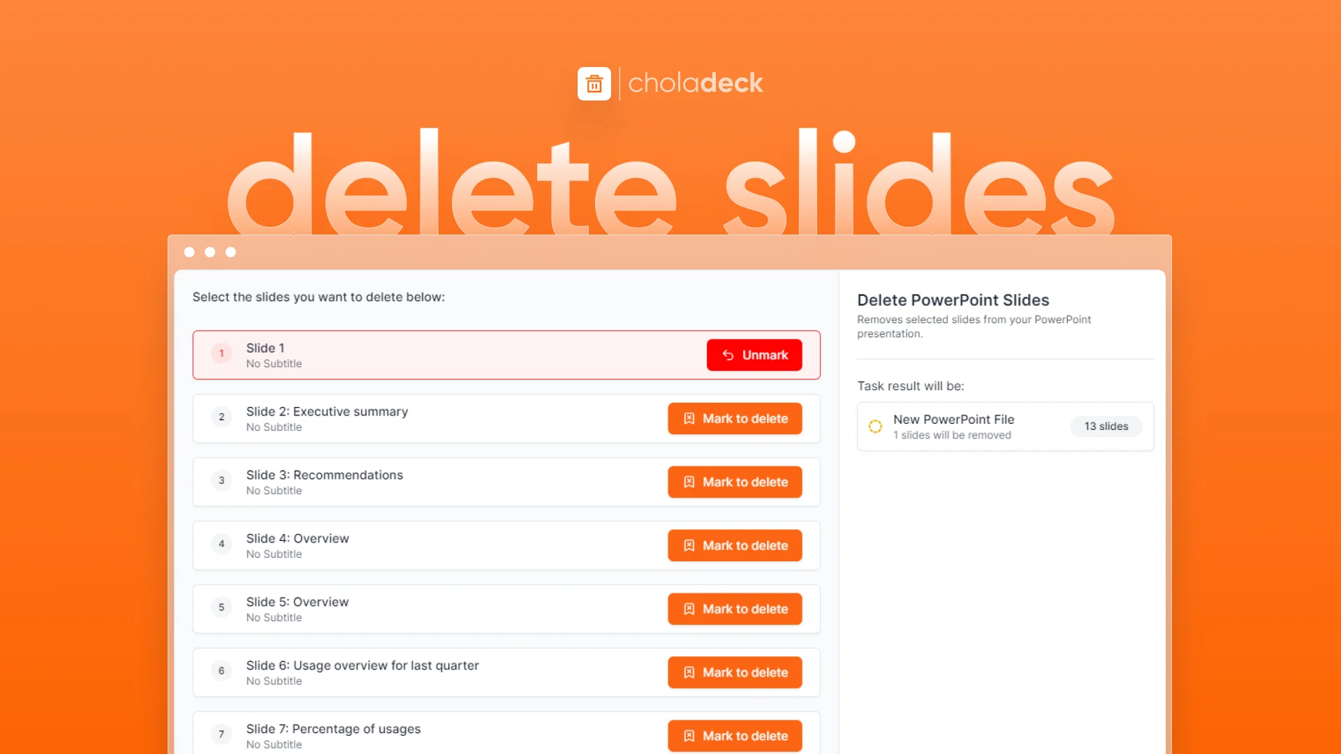 Delete Slides PPT Free Tool