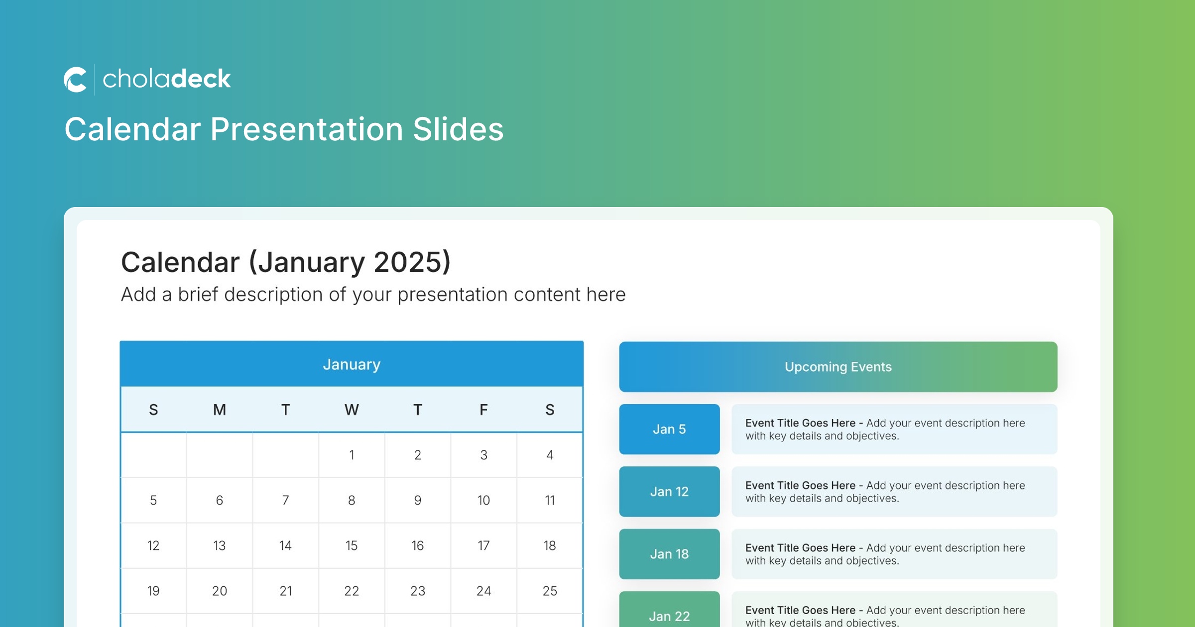 Calendar Slides: Display Schedules and Dates Visually