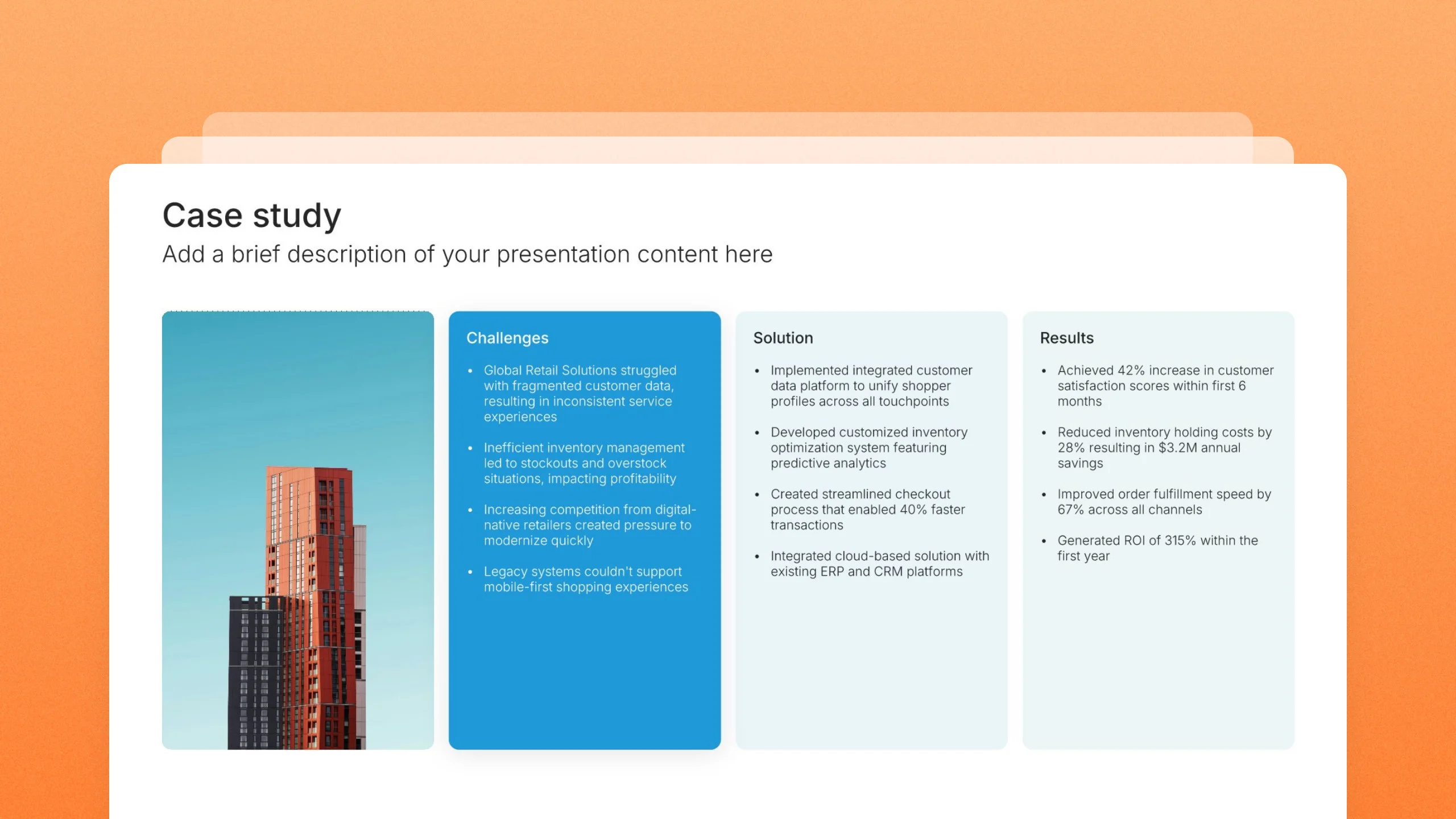 Case study slide templates, 12 editable layouts