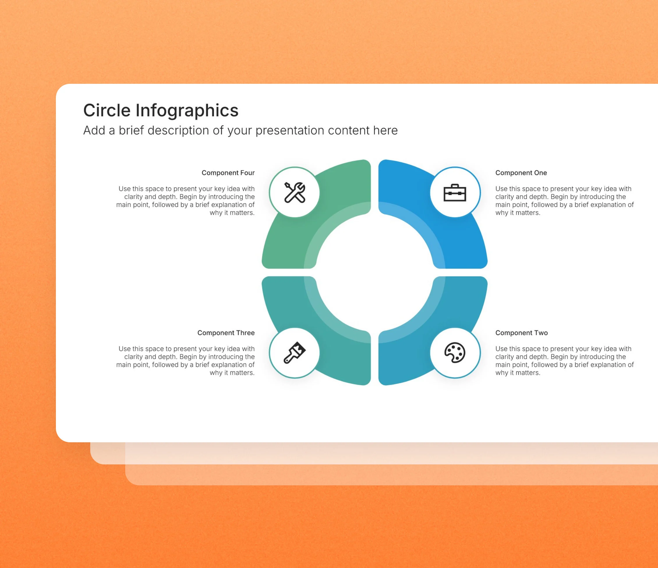 Circle infographic template slides in the Choladeck slide library