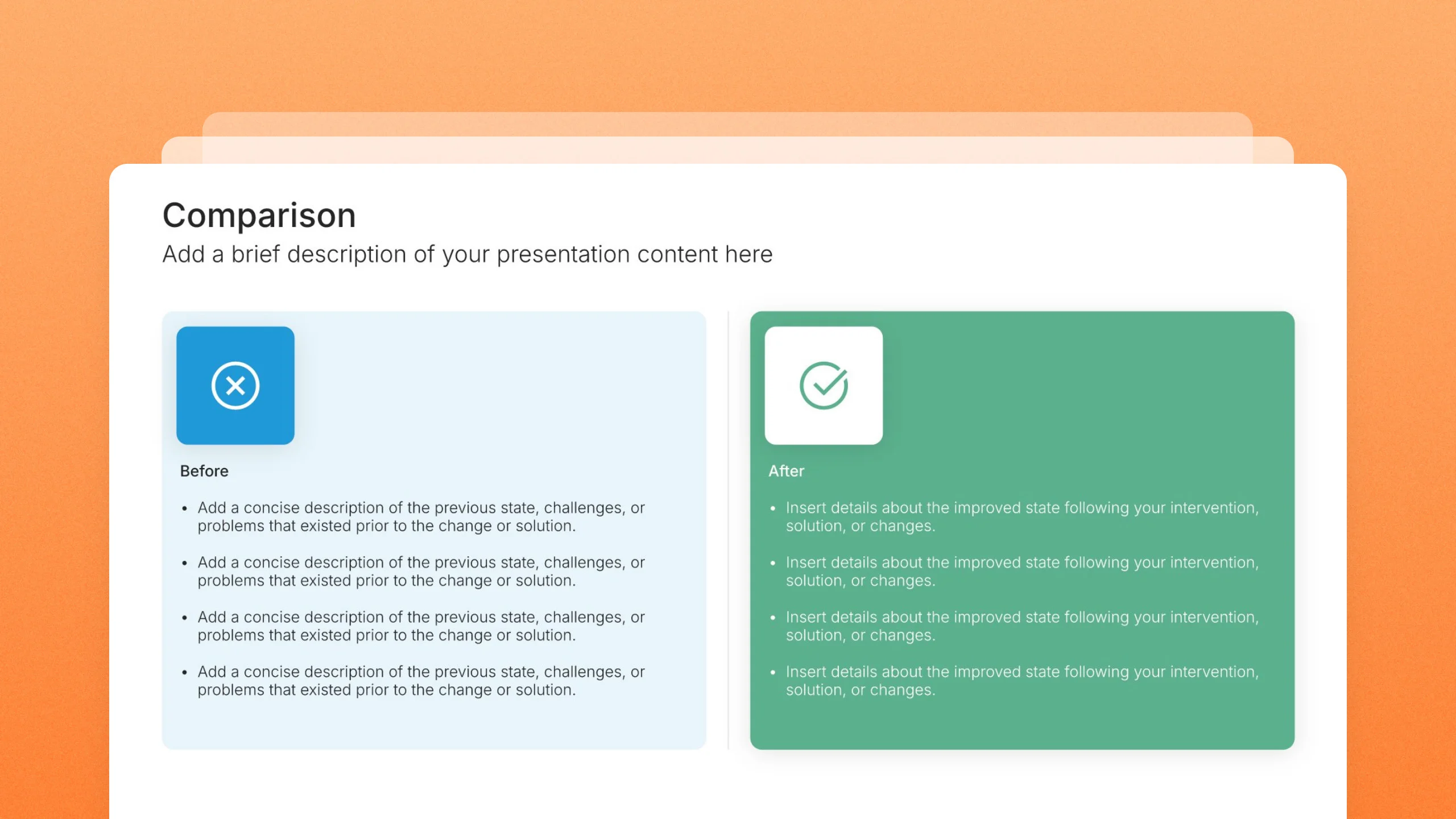 Comparison slide templates, 72 editable layouts