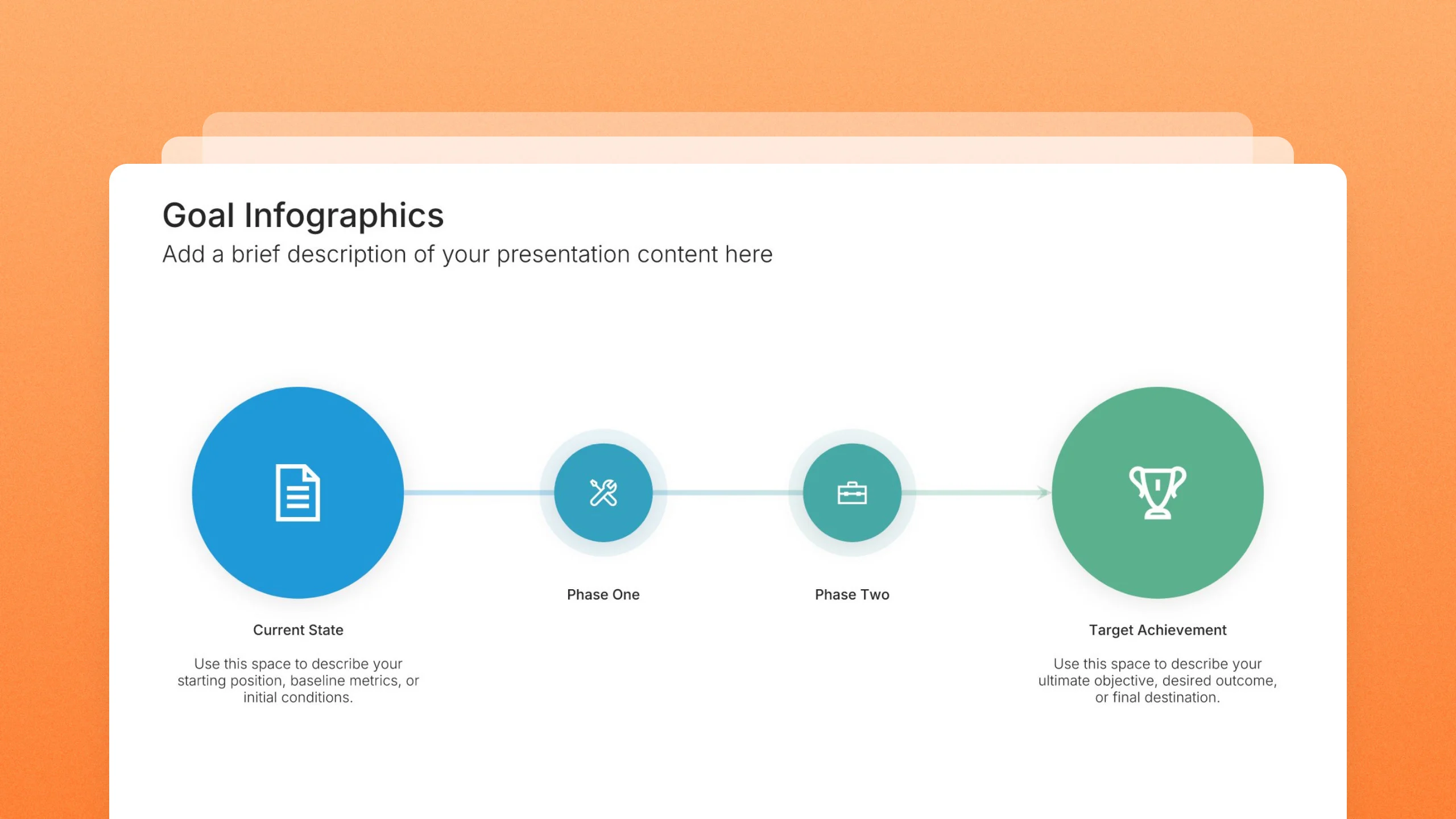 Goal infographic slides, 15 editable layouts