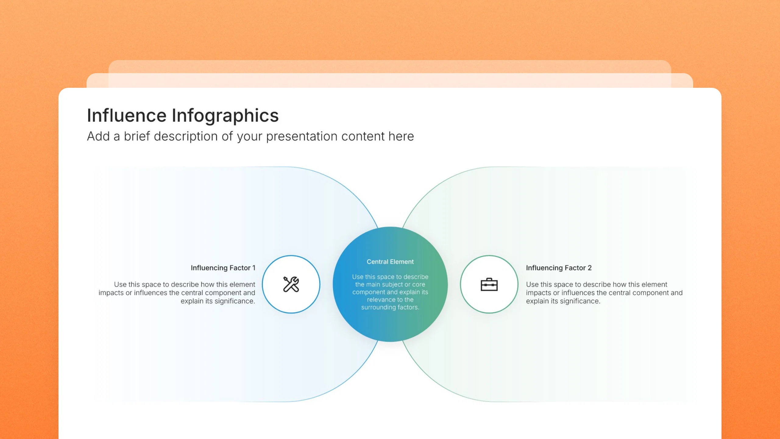 Influence infographic slides, 15 editable layouts