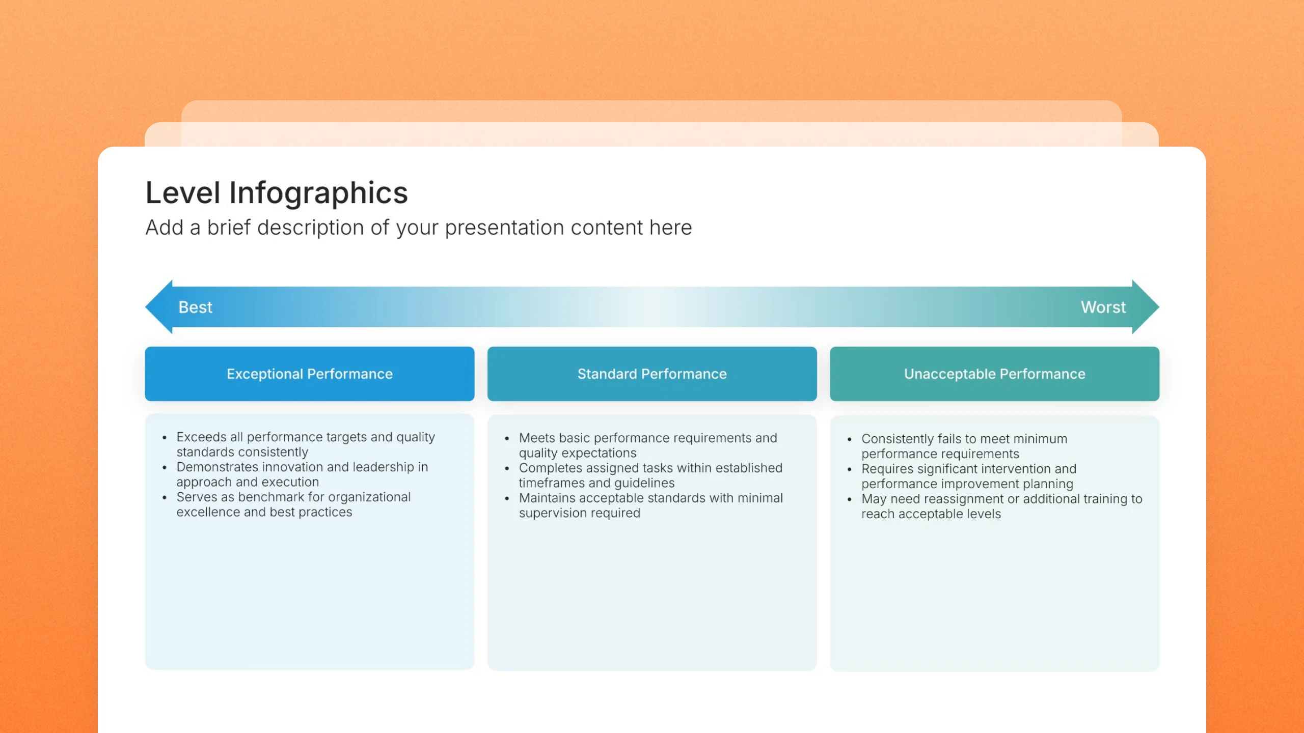 Levels infographic slides, 9 editable layouts