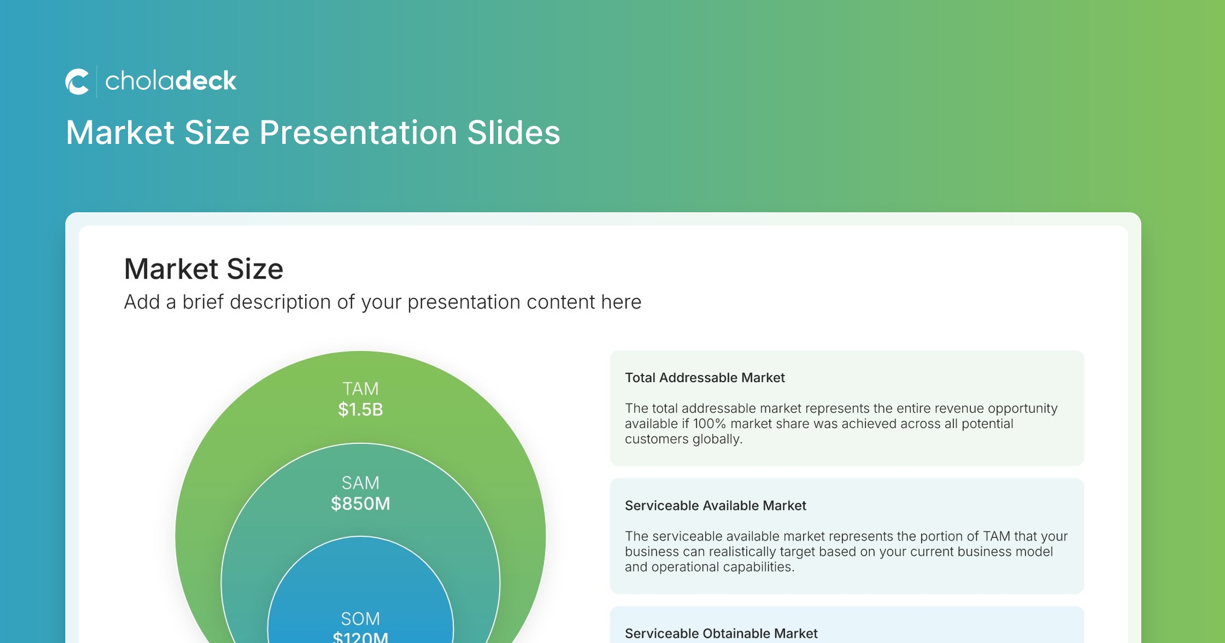 Large Size Slides Market Size Slides: Show TAM, SAM, and SOM Visually