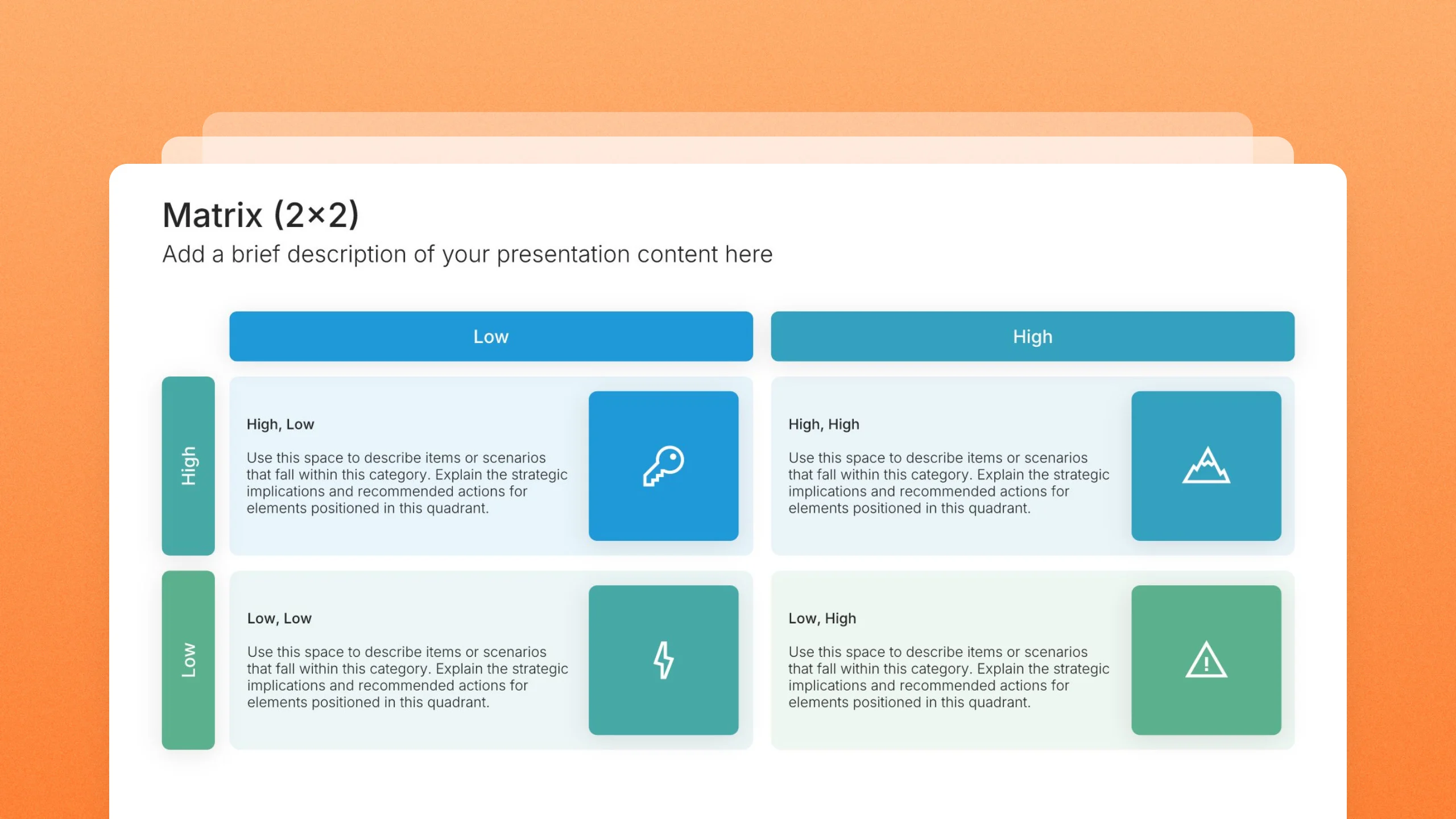2x2 matrix slides, 46 editable layouts