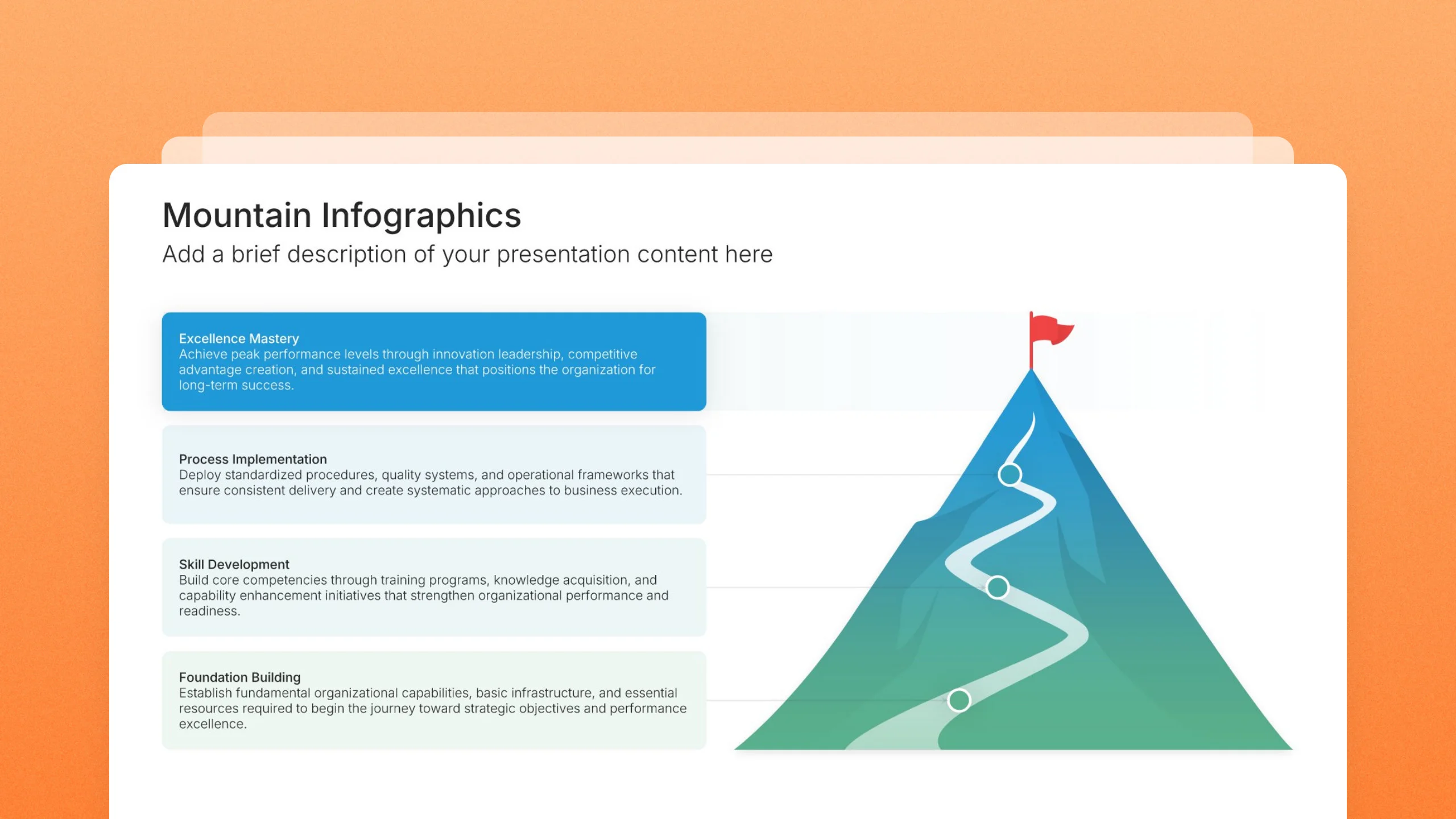 Mountain infographic slides, 9 editable layouts