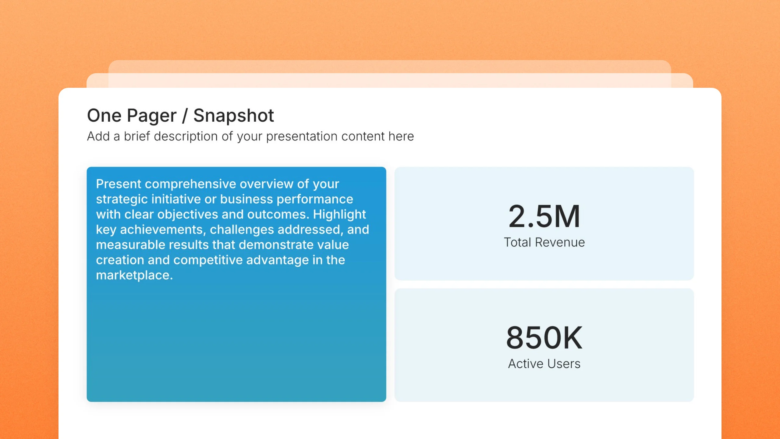 One pager template slides, 51 editable layouts
