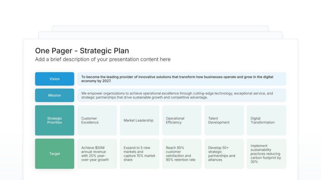 One Pager - Strategic Plan Featured Image