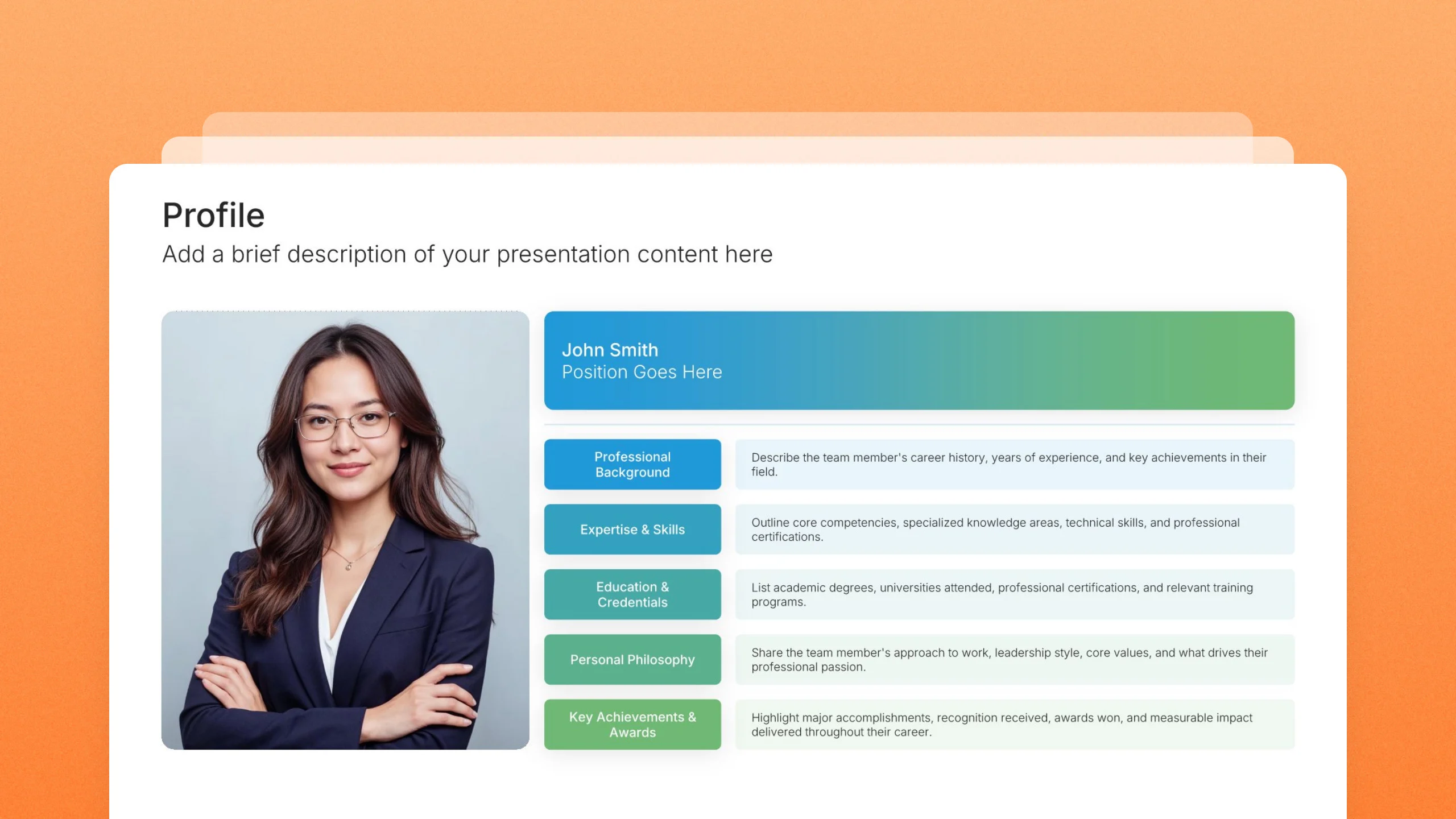 Bio slide templates, 16 editable layouts