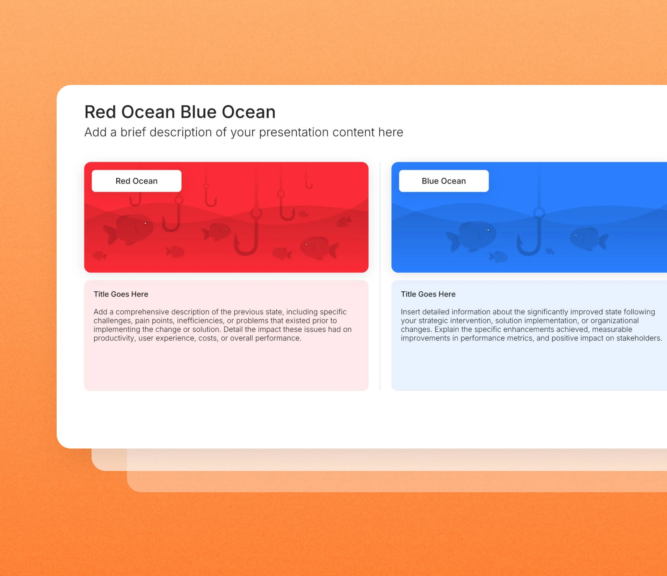 Red ocean vs blue ocean strategy slides in the Choladeck slide library