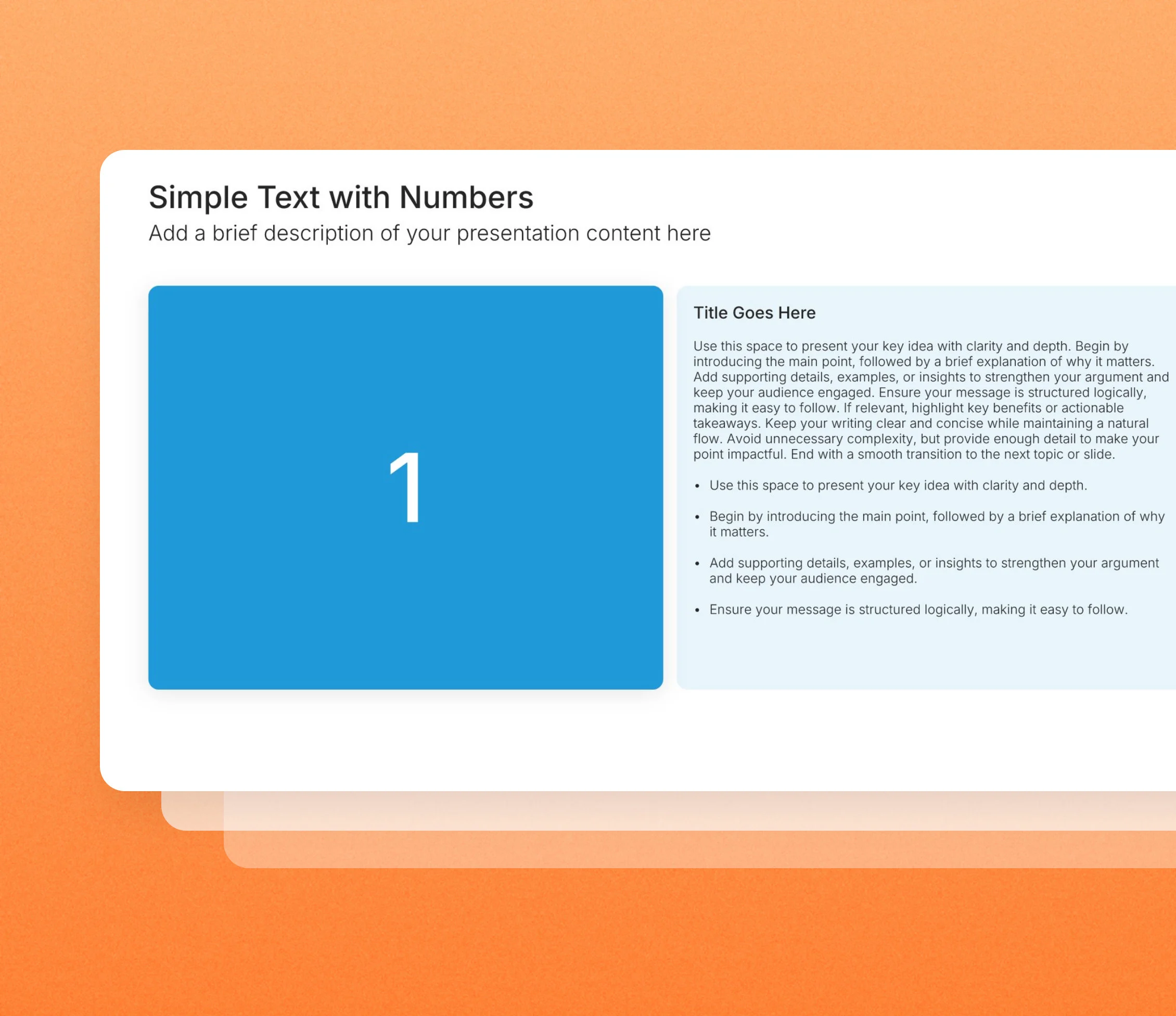 Simple text slides with numbers in the Choladeck slide library