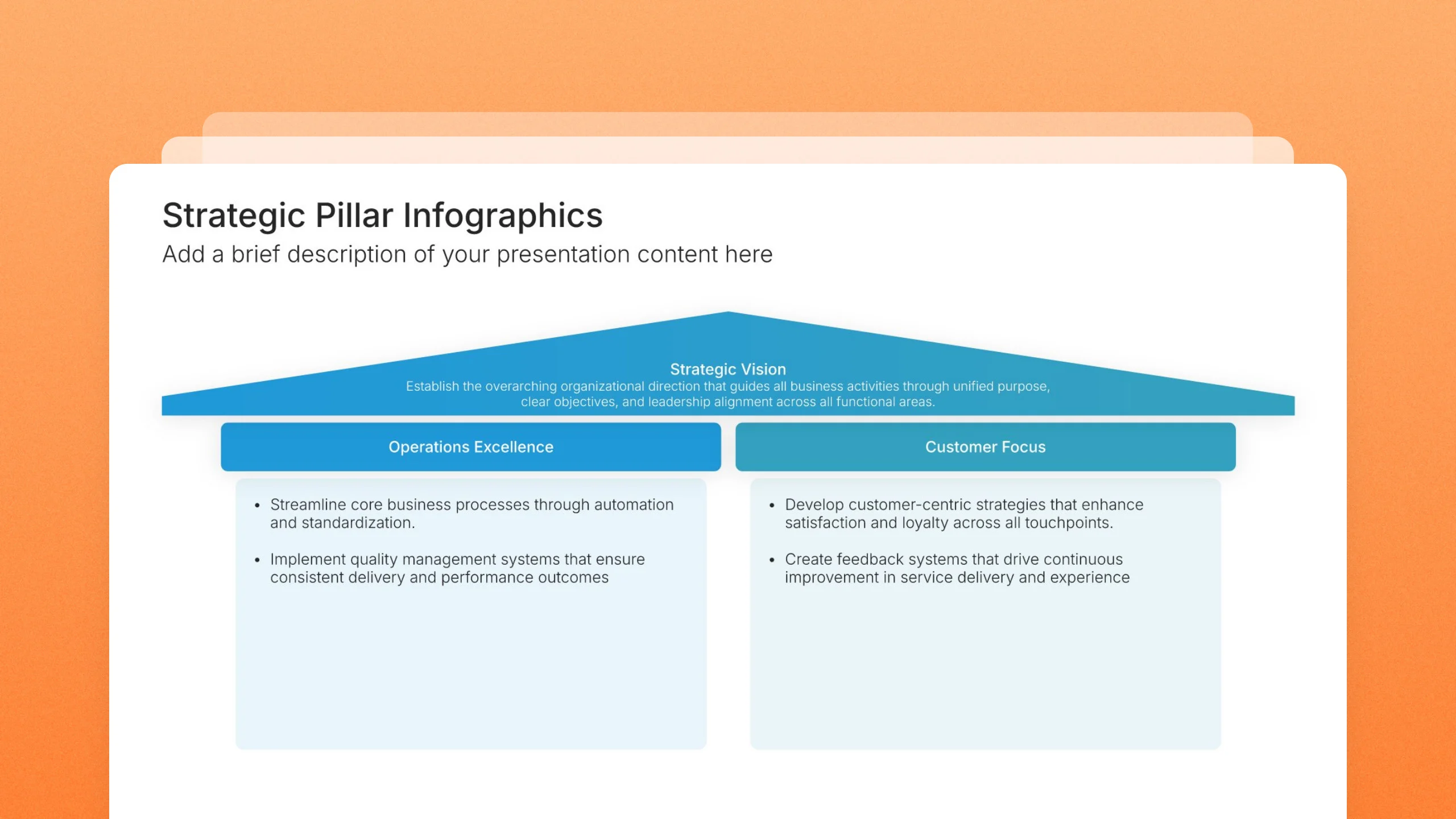 Strategic pillars slides, 8 editable layouts