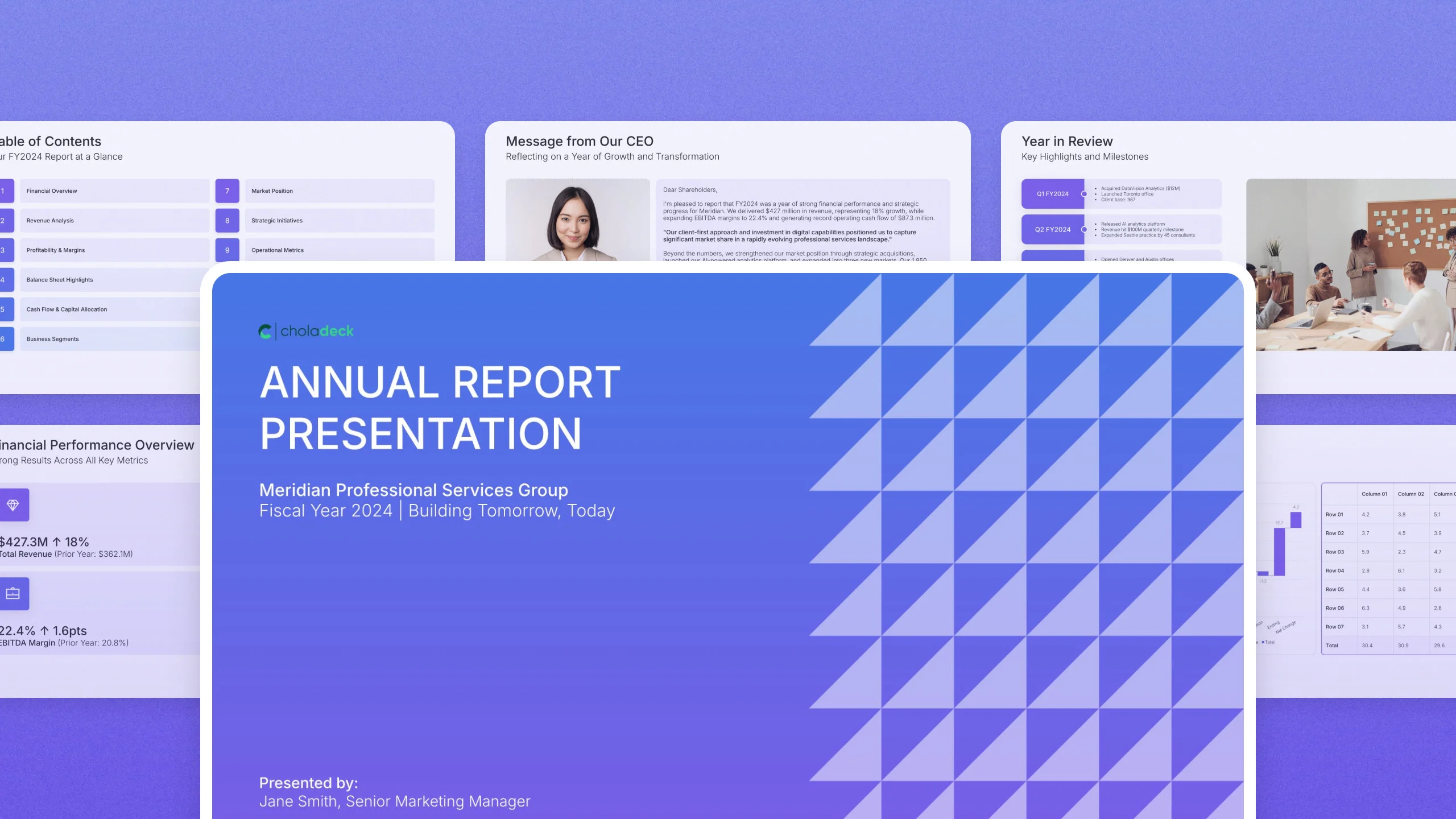 Annual report template, 19 editable slides