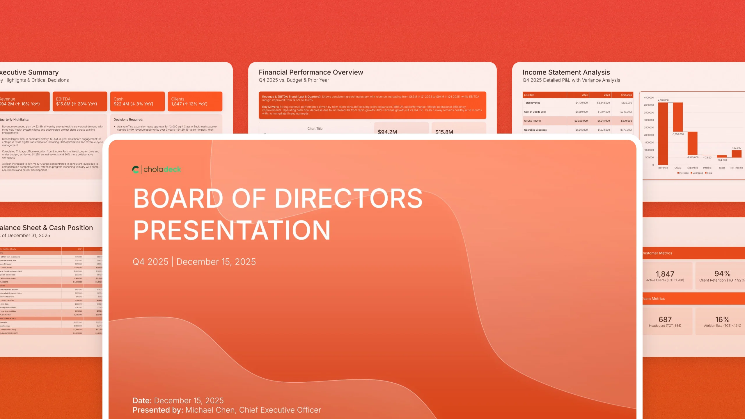 Board of directors presentation template, 18 editable slides