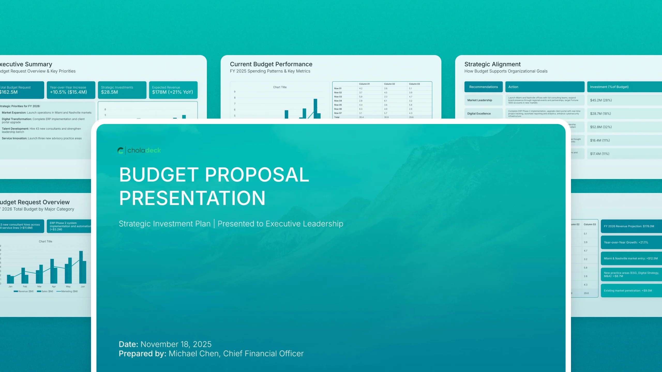 Budget proposal template, 19 editable slides