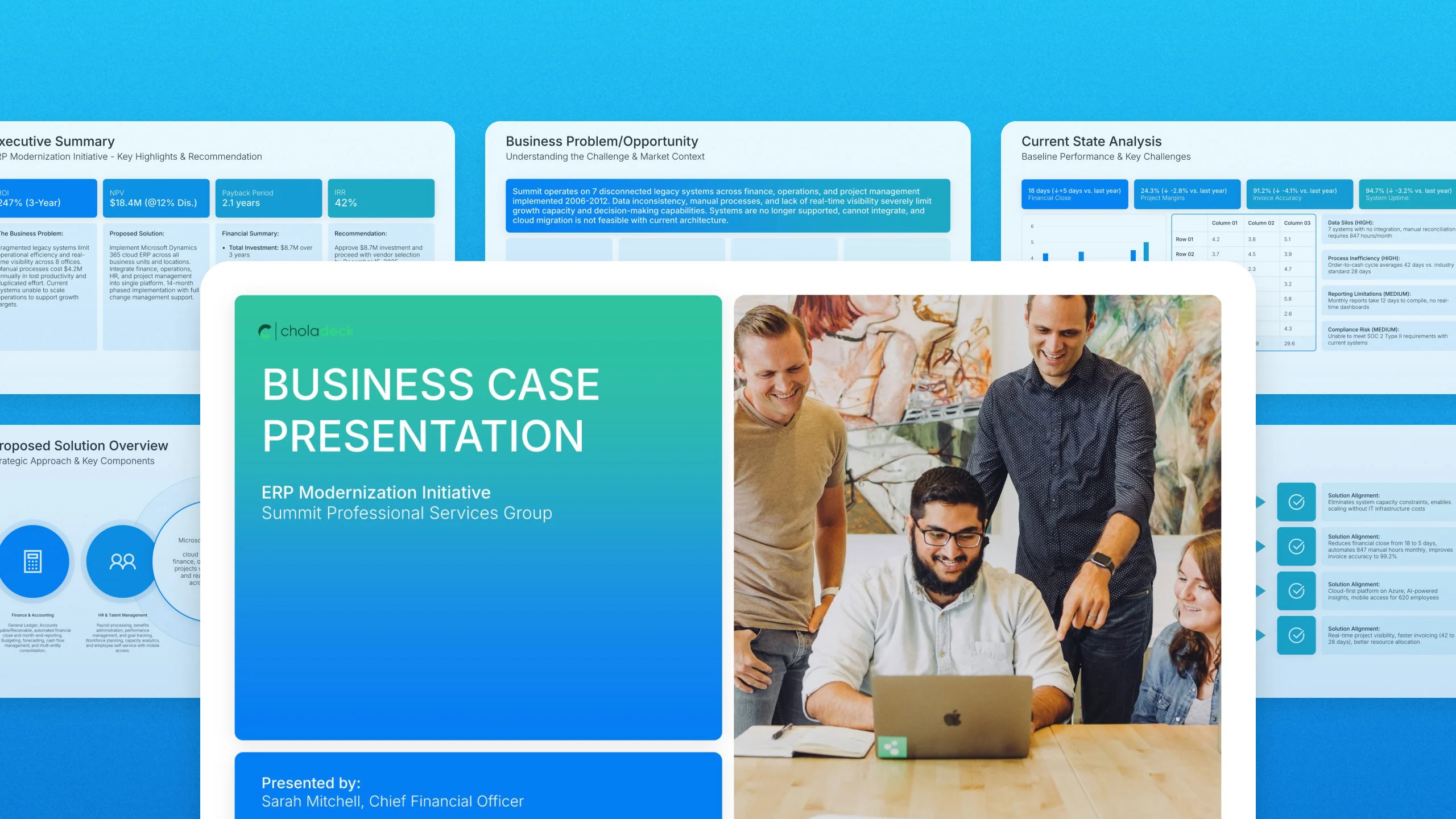 Business case template, 14 editable slides