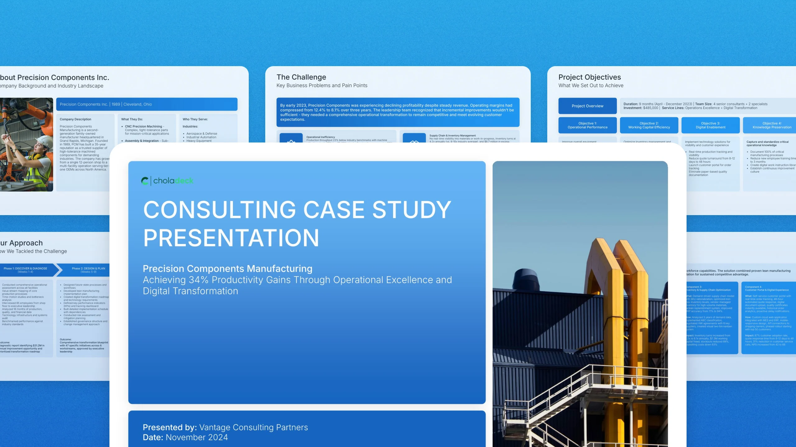 Case study presentation template, 12 editable slides
