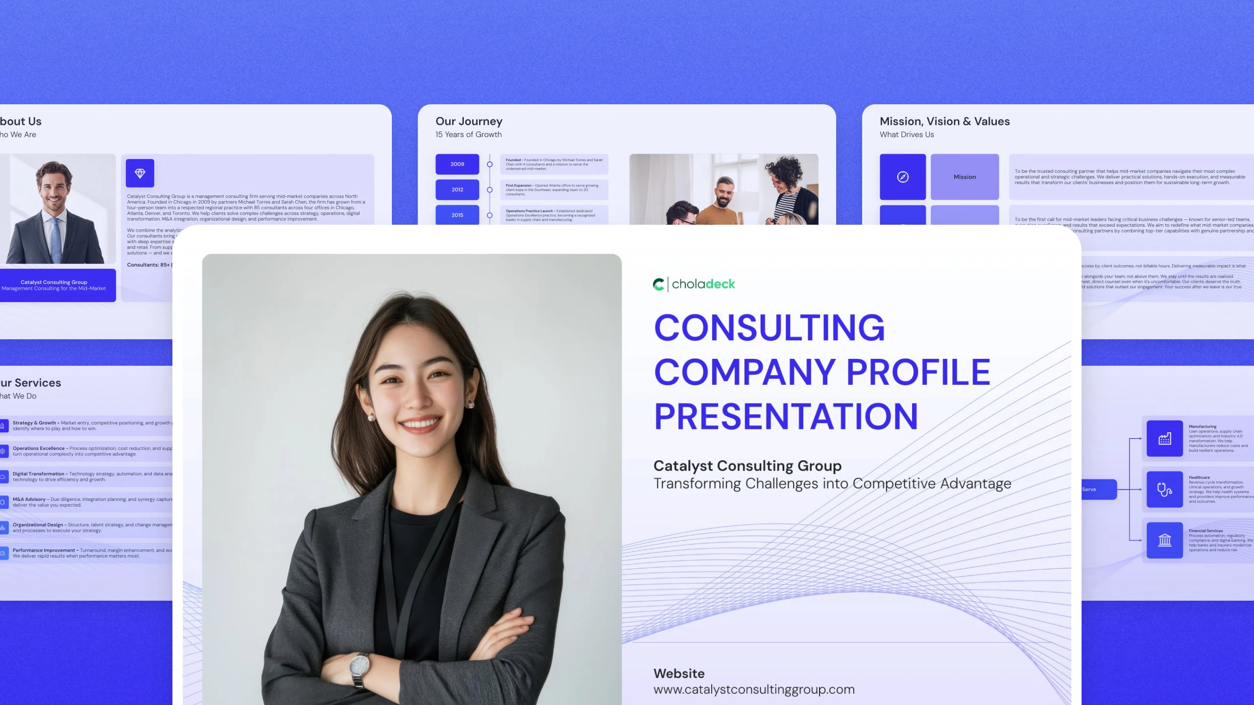 Consulting company profile template, 14 editable slides