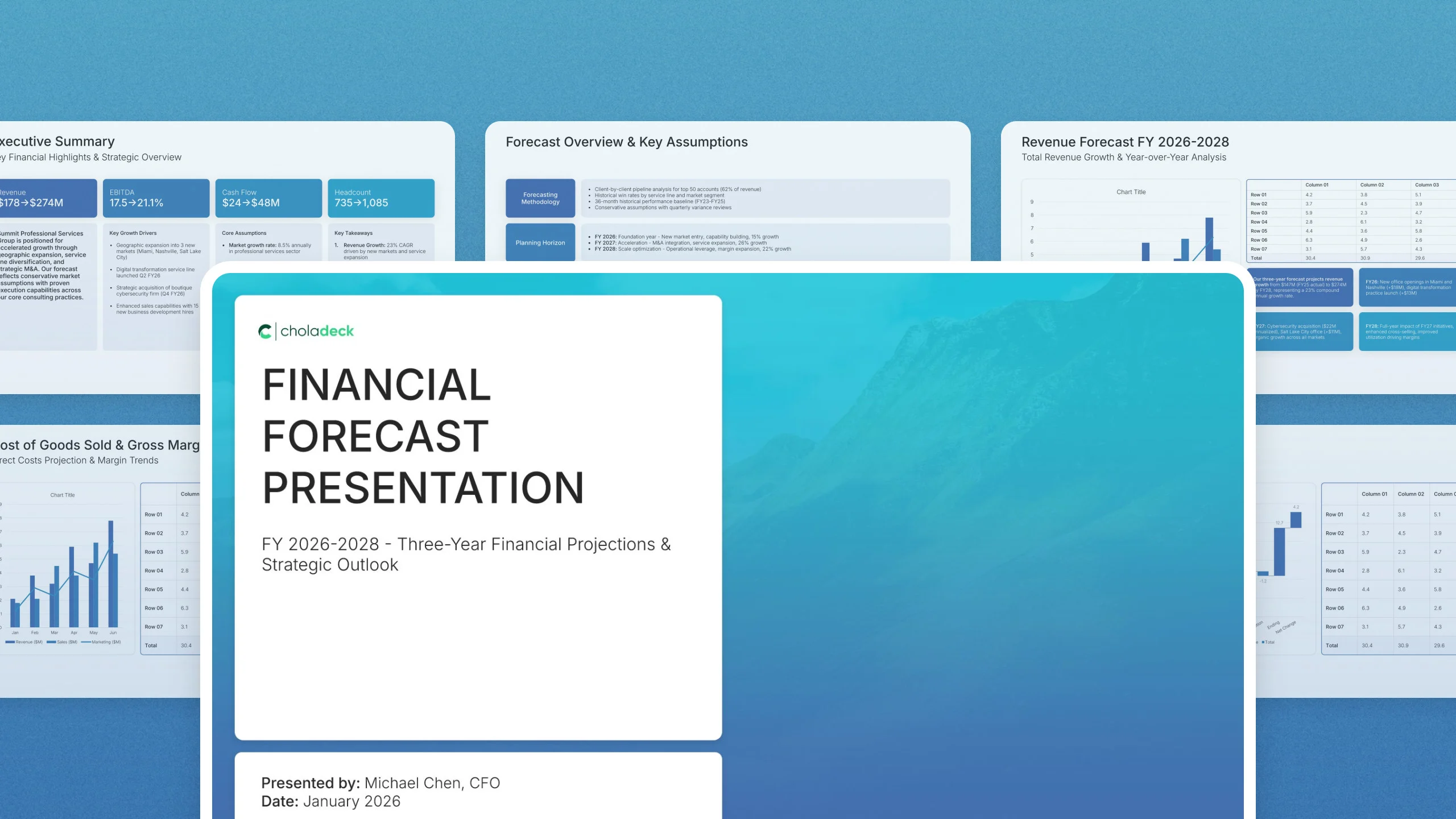 Financial forecast template, 20 editable slides