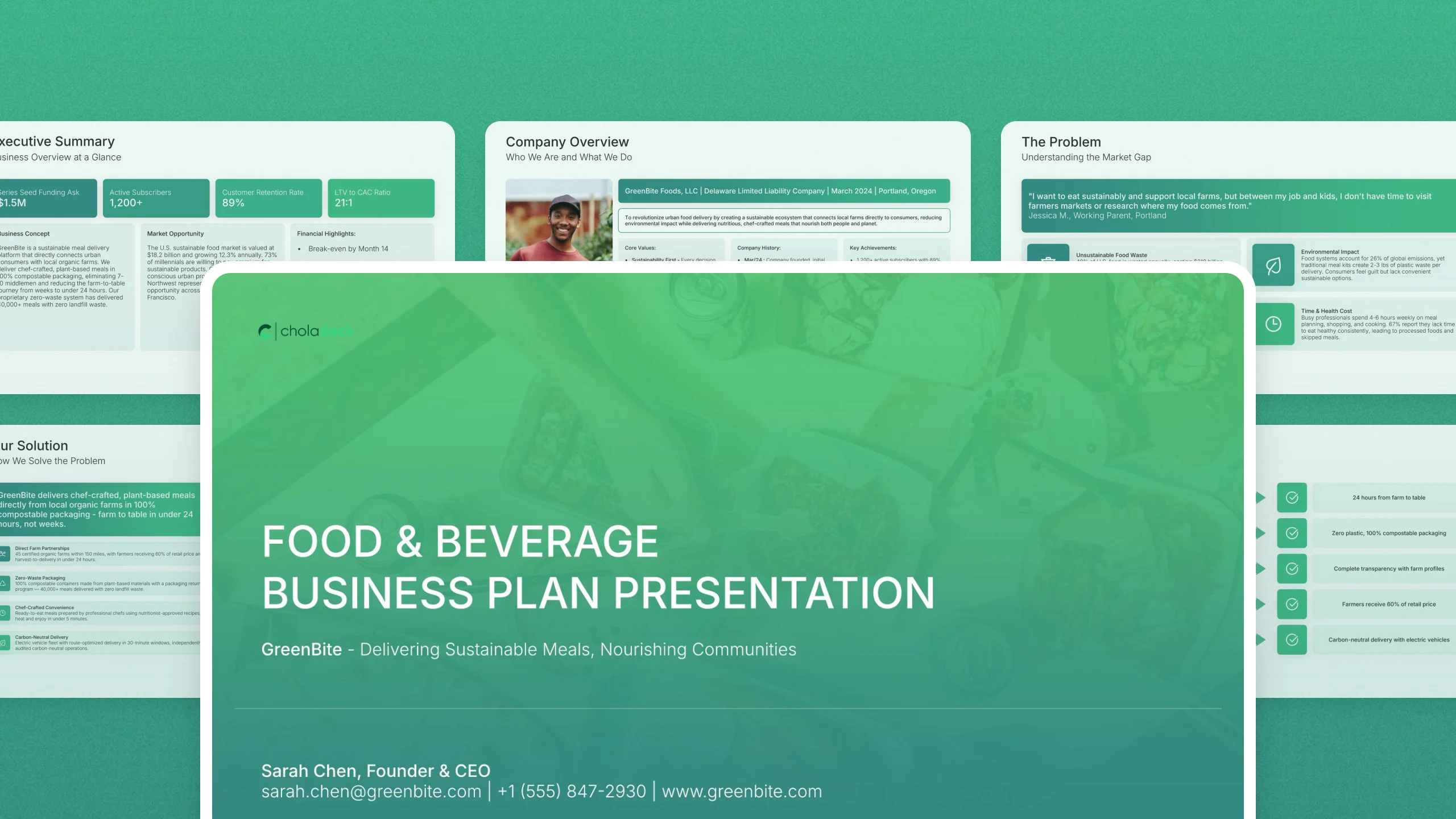 Food and beverage business plan presentation template, 22 editable slides