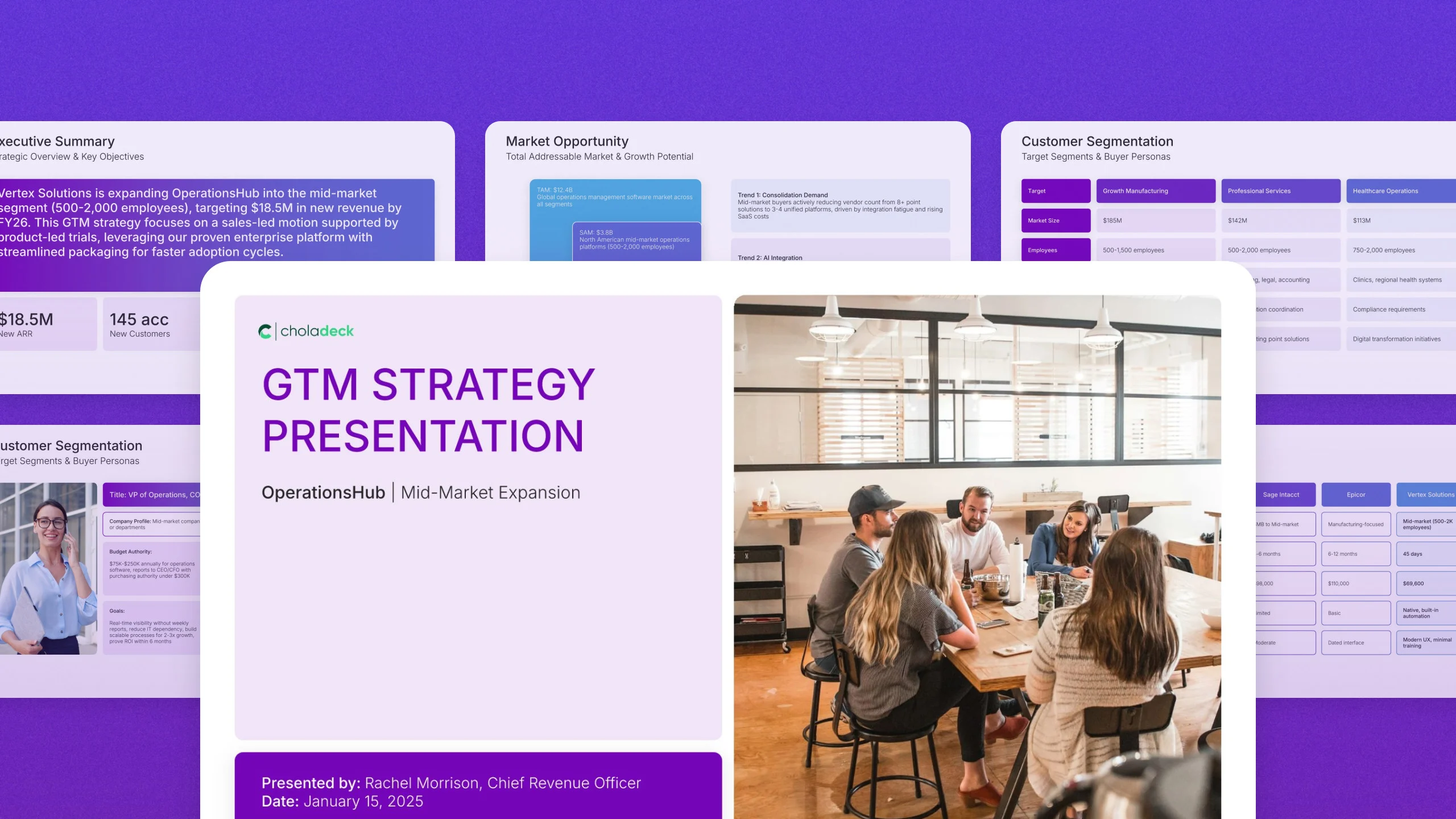 Go-to-market strategy template, 18 editable slides