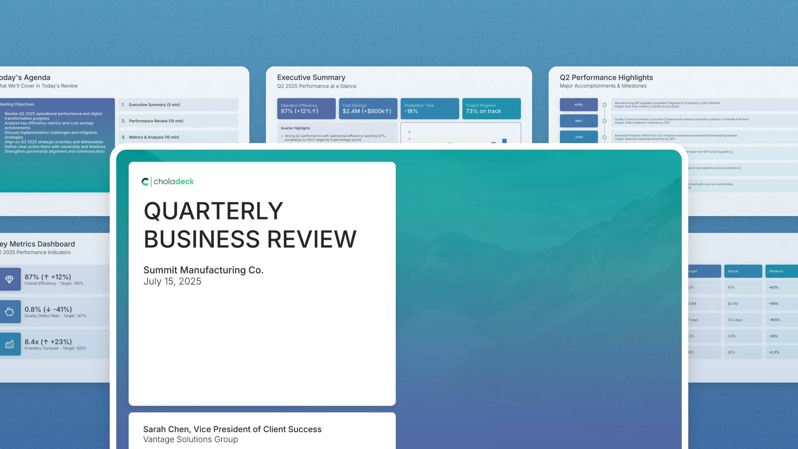 Quarterly business review template, 14 editable slides
