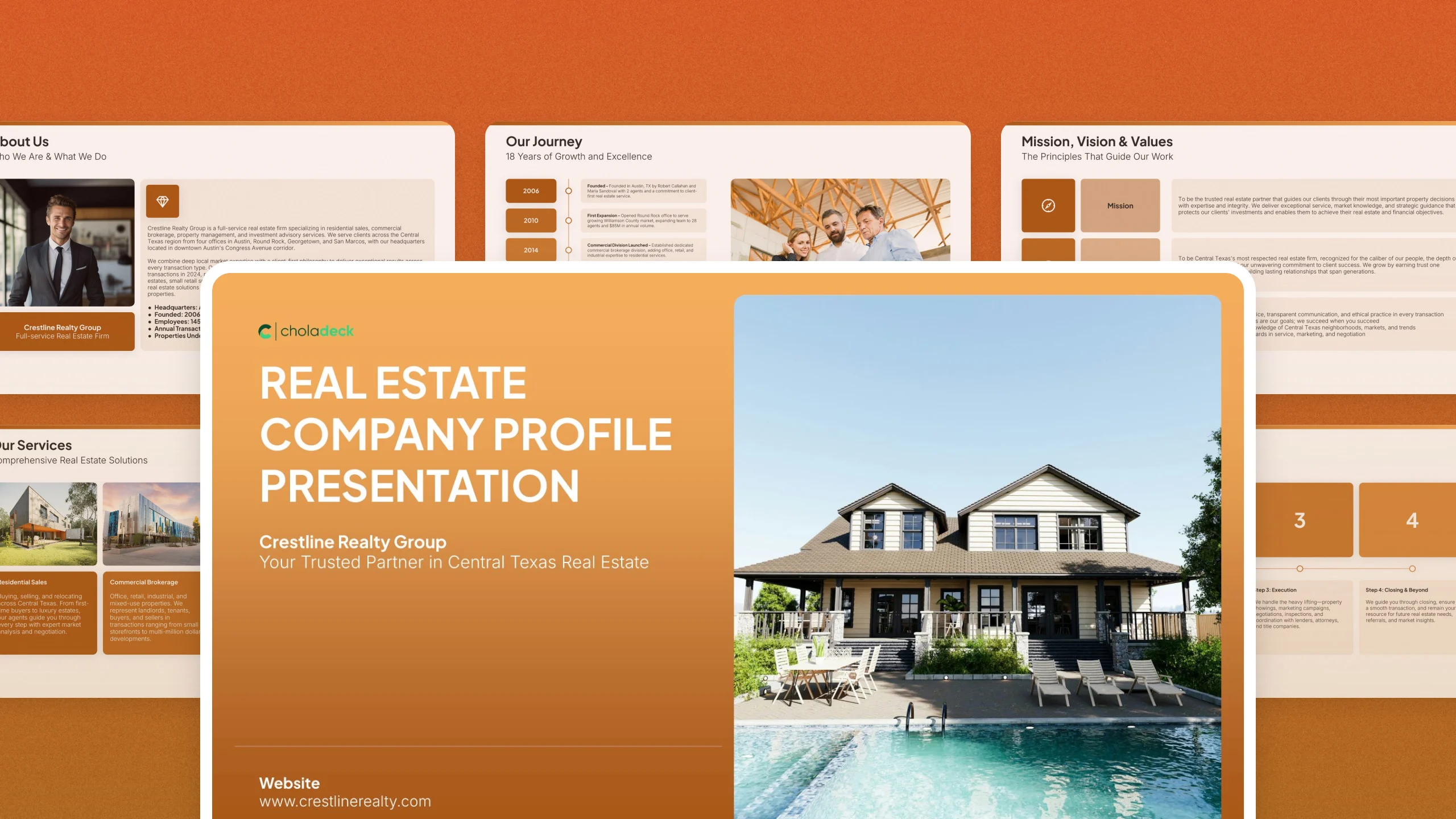 Real estate company profile template, 13 editable slides