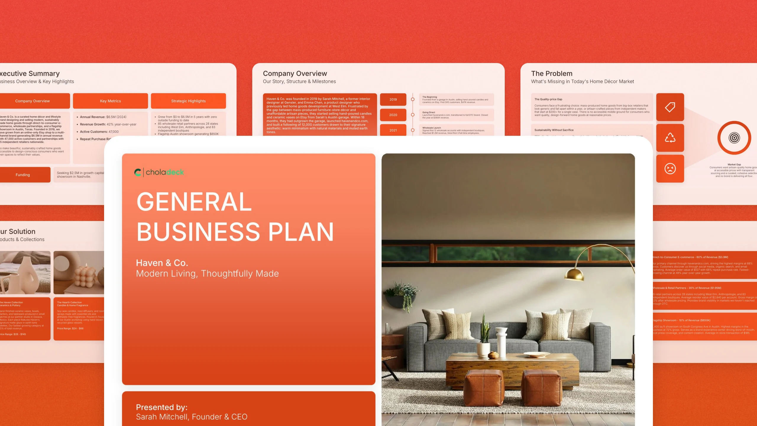 Startup business plan presentation template, 20 editable slides