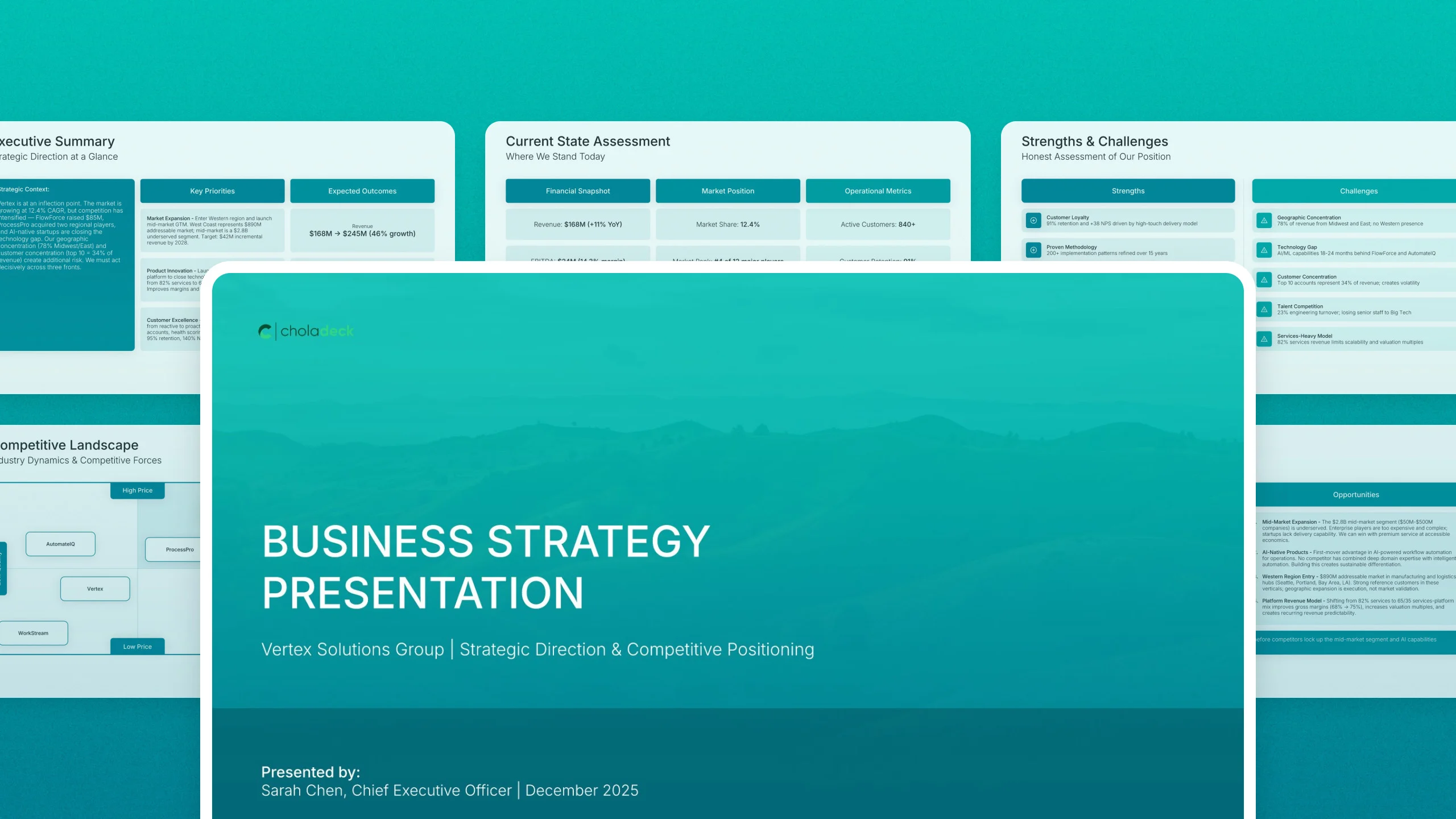 Business strategy template, 19 editable slides