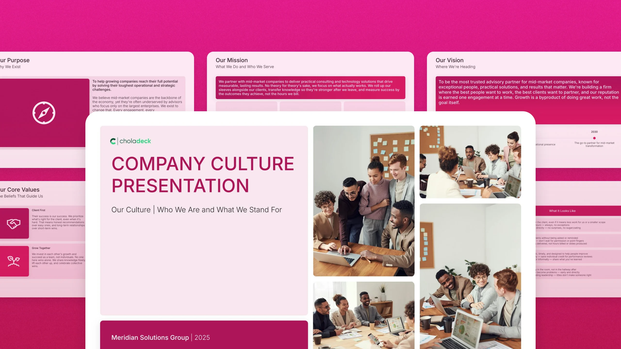 Company culture presentation template, 16 editable slides