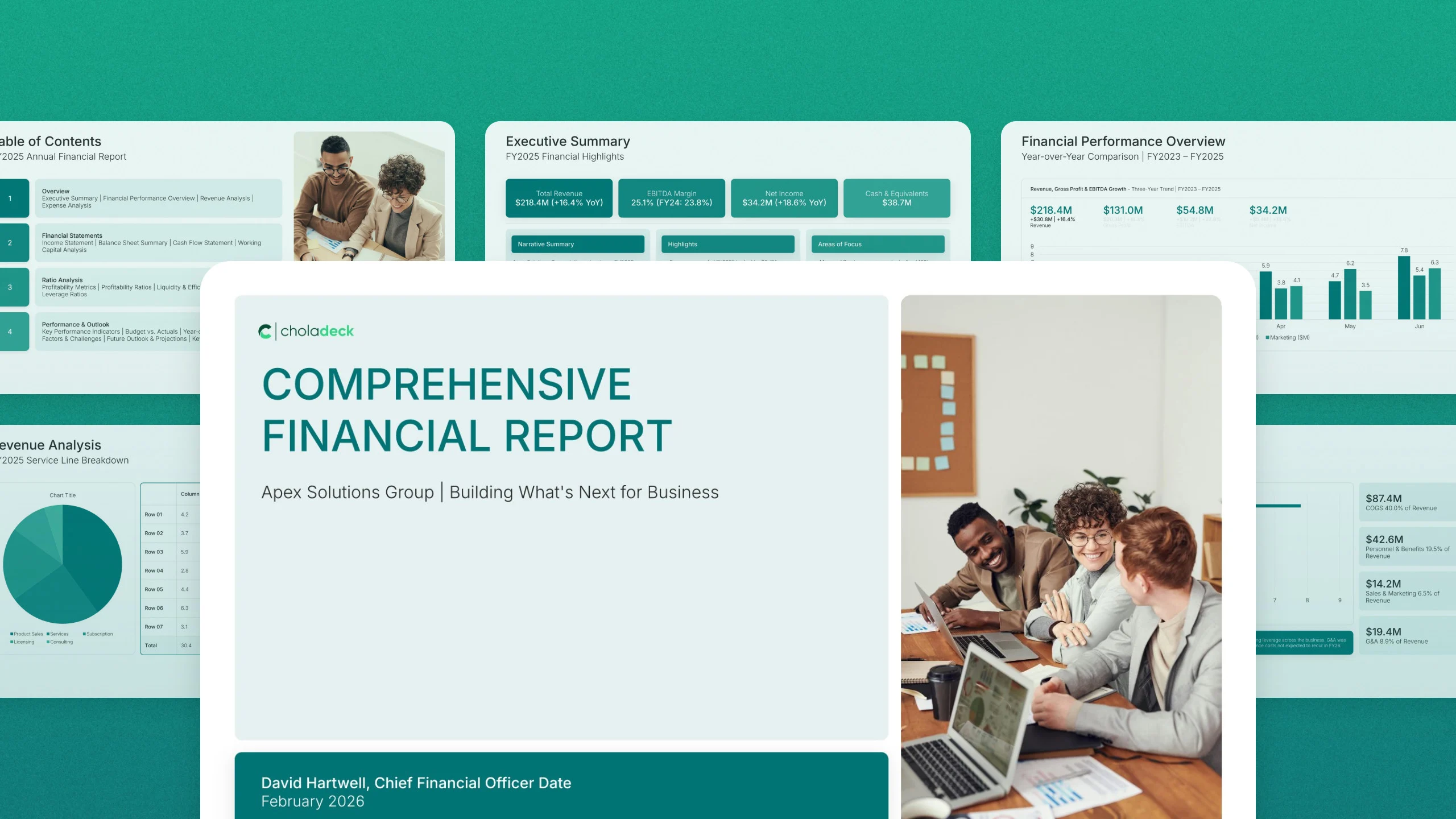 Comprehensive financial report template, 22 editable slides