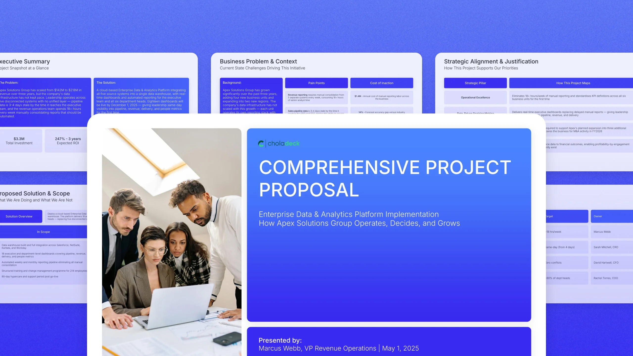 Comprehensive project proposal presentation, 23 editable slides
