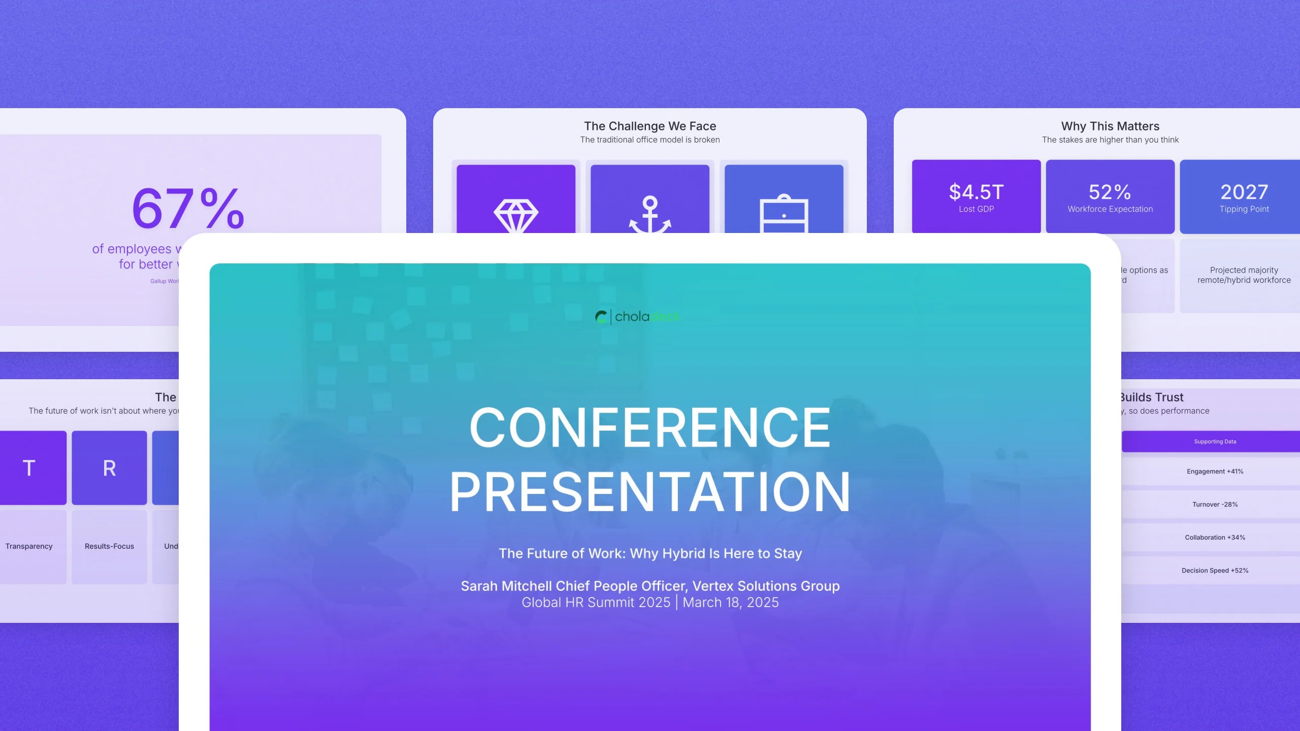 Conference presentation template, 12 editable slides