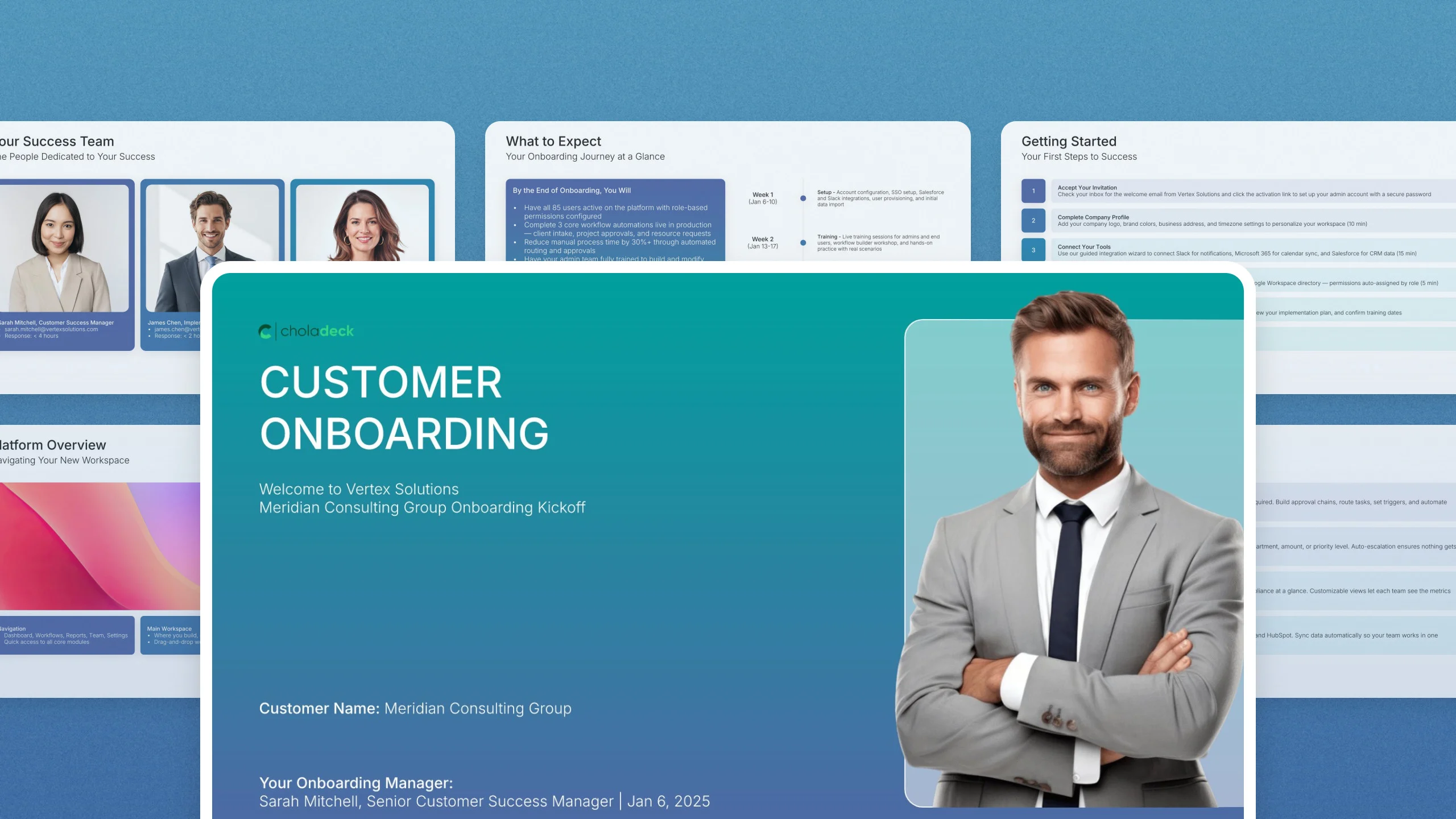 Customer onboarding template, 13 editable slides