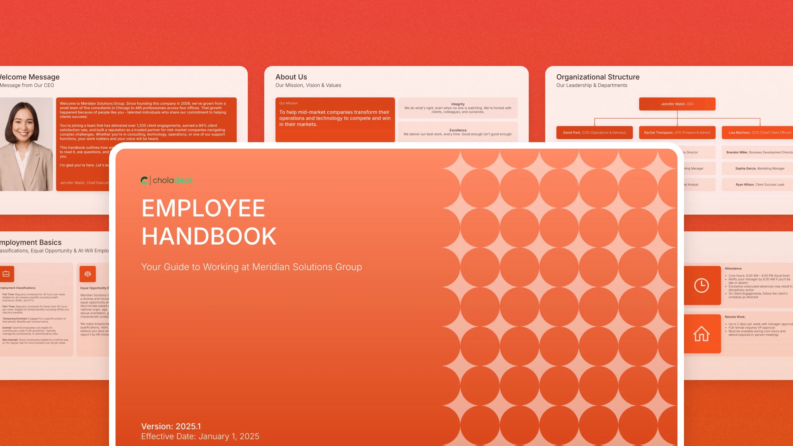 Employee handbook template, 16 editable slides
