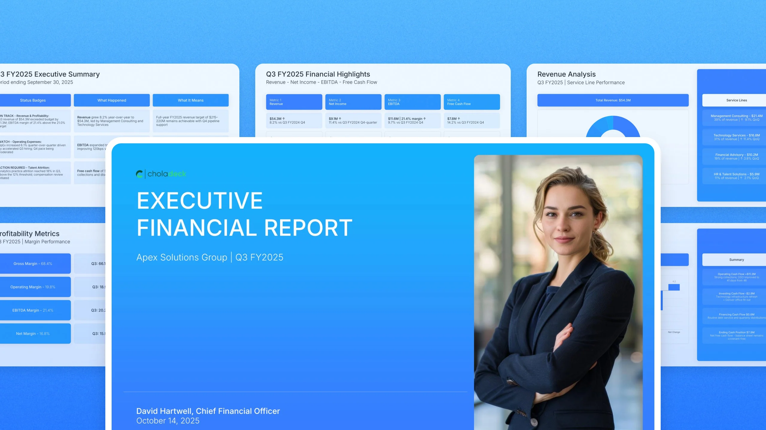 Quarterly financial report template, 12 editable slides