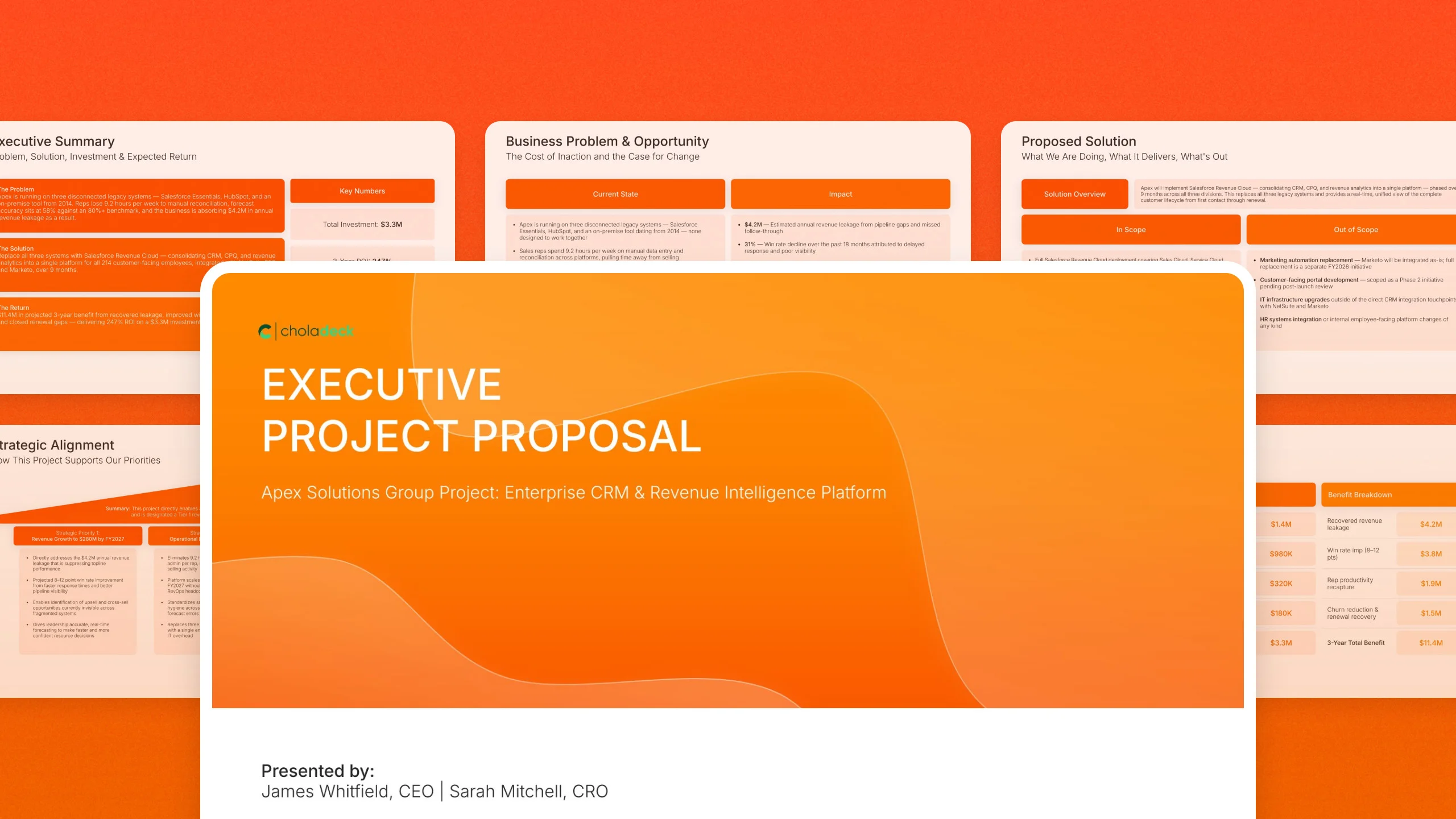 Executive project proposal presentation, 12 editable slides