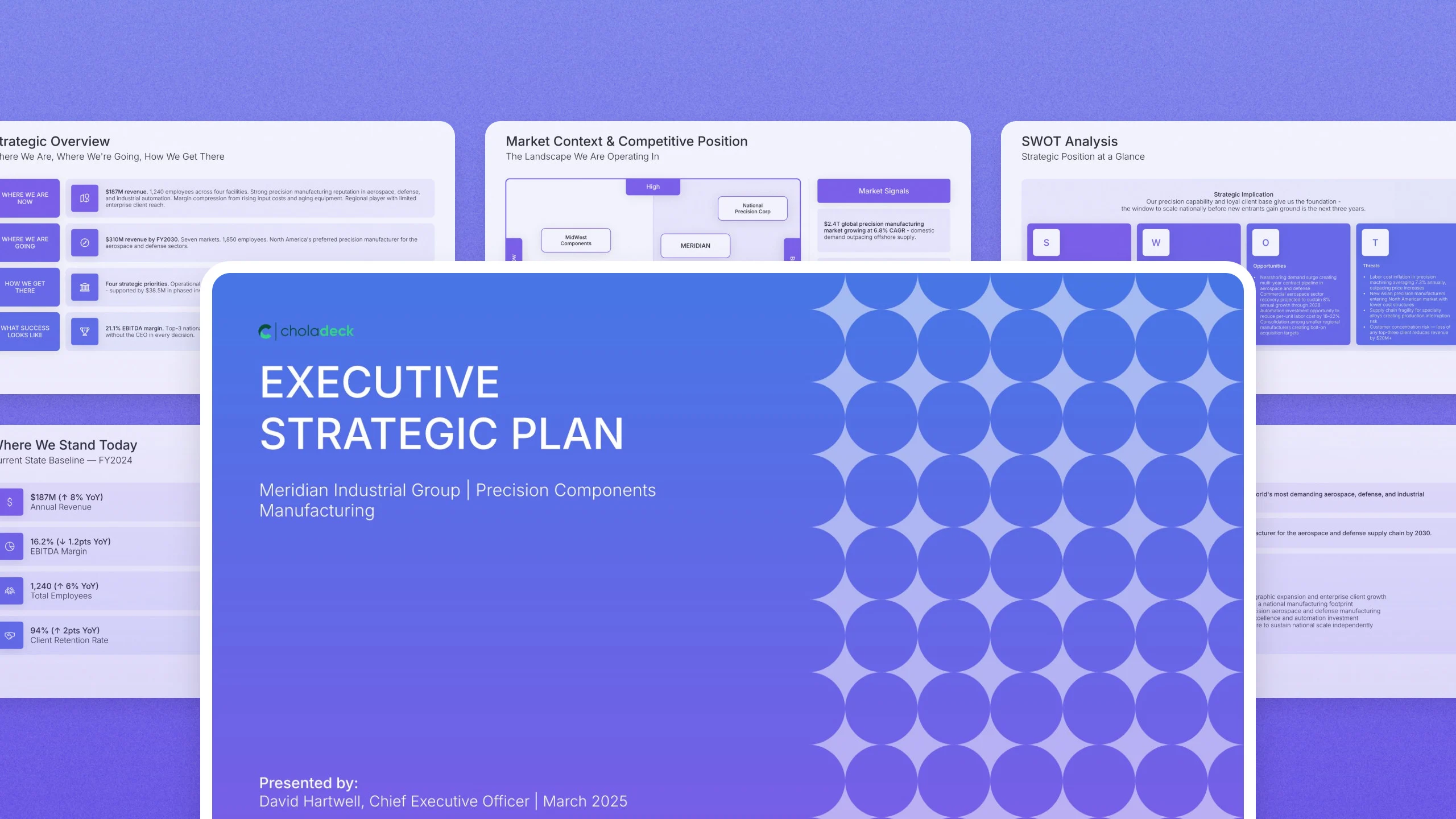 Executive strategic plan template, 16 editable slides