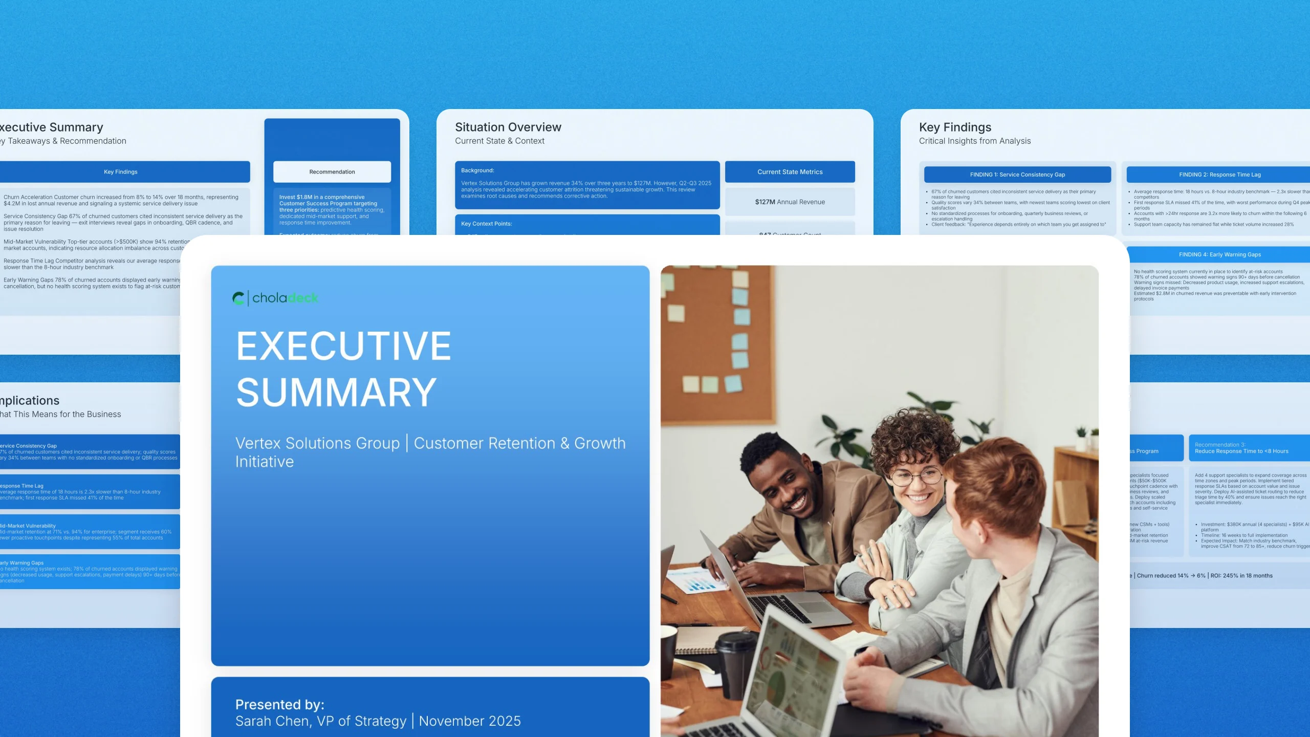 Executive summary template, 9 editable slides