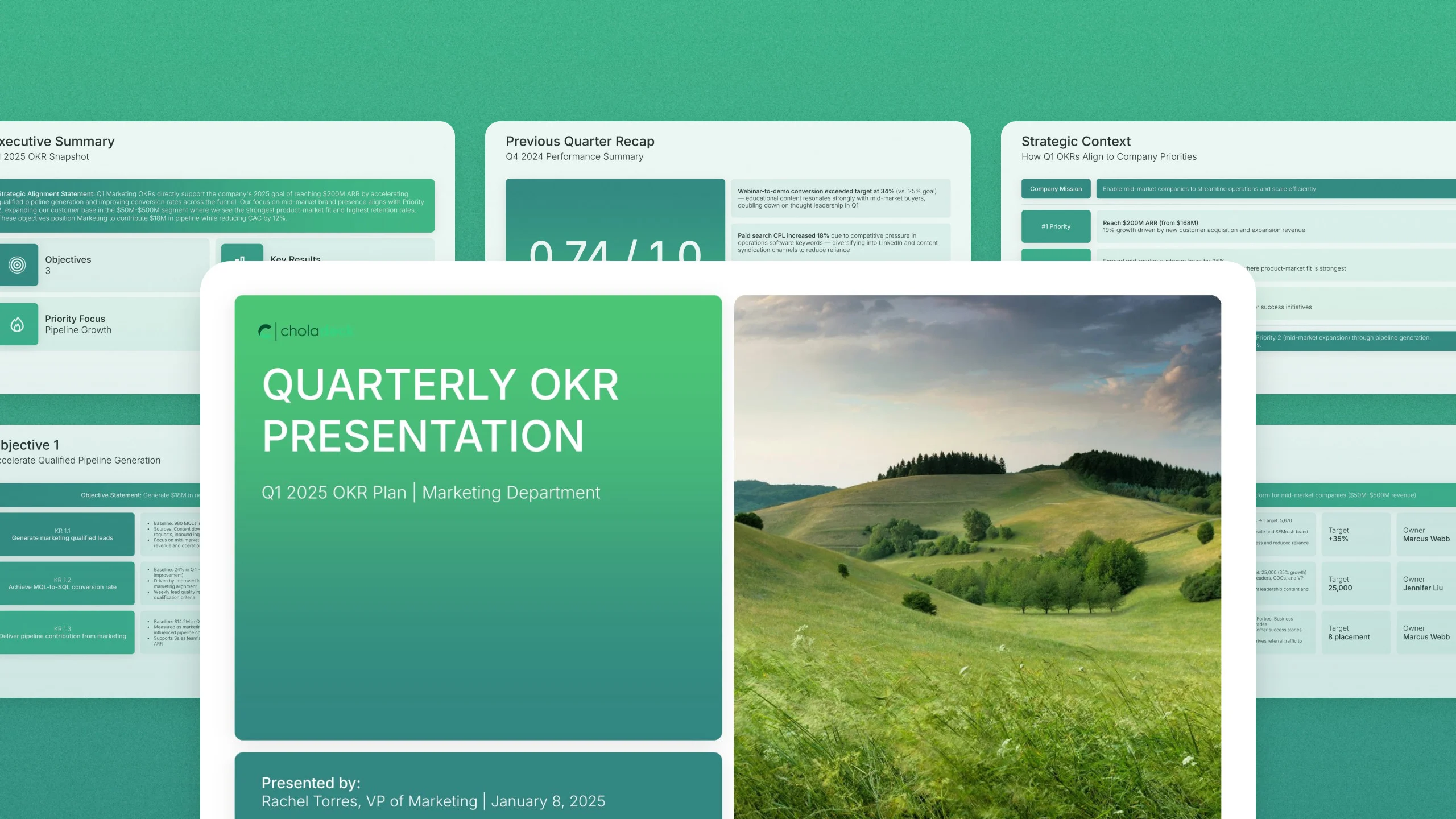 OKR template, 12 editable slides