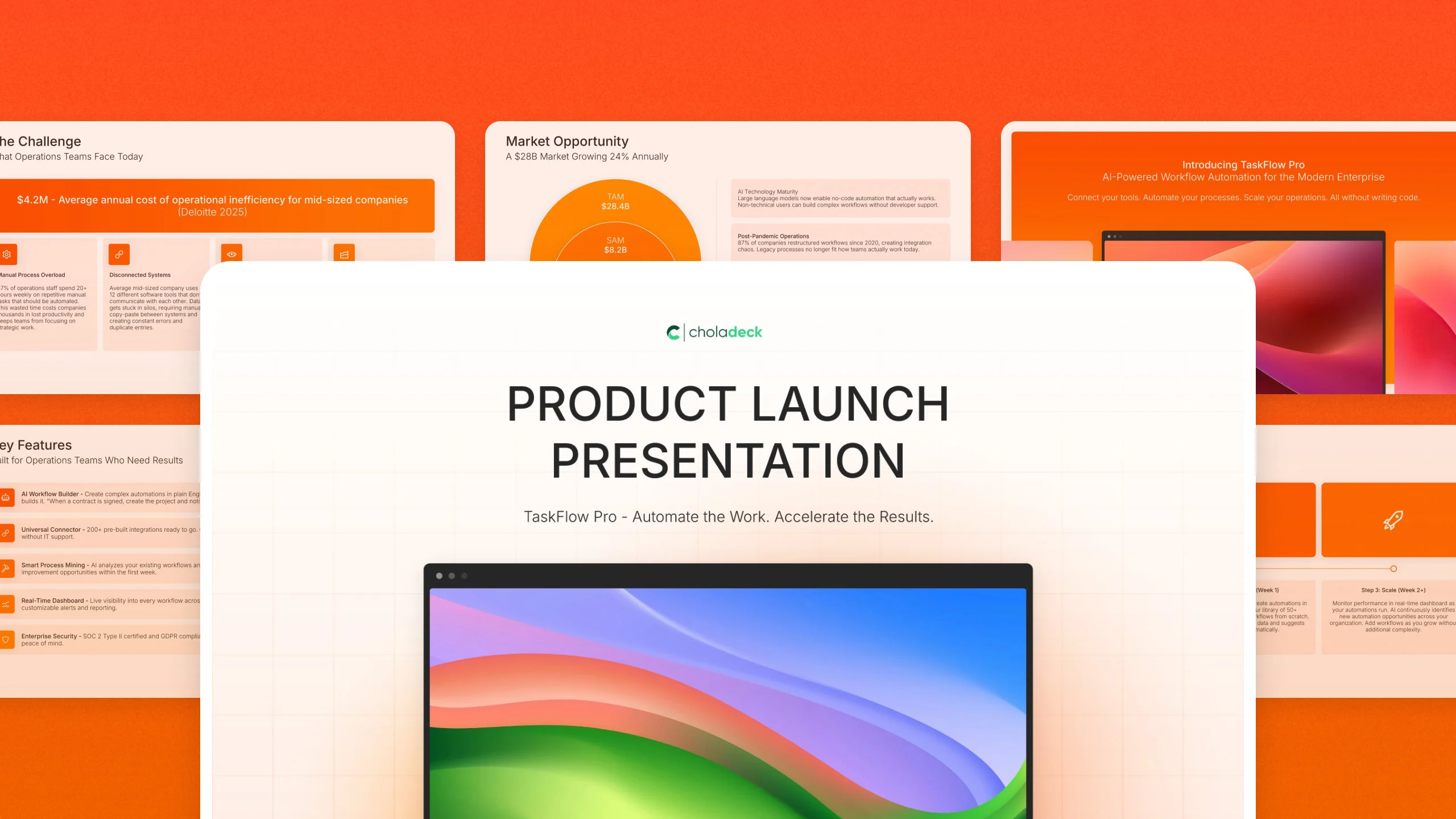Product launch presentation template, 18 editable slides
