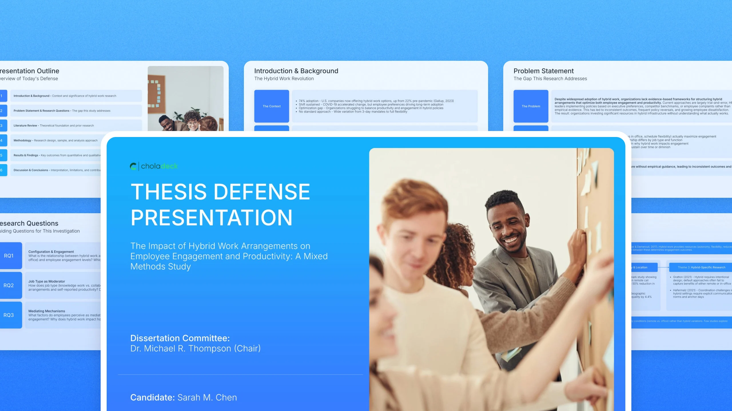 Thesis defense presentation template, 18 editable slides