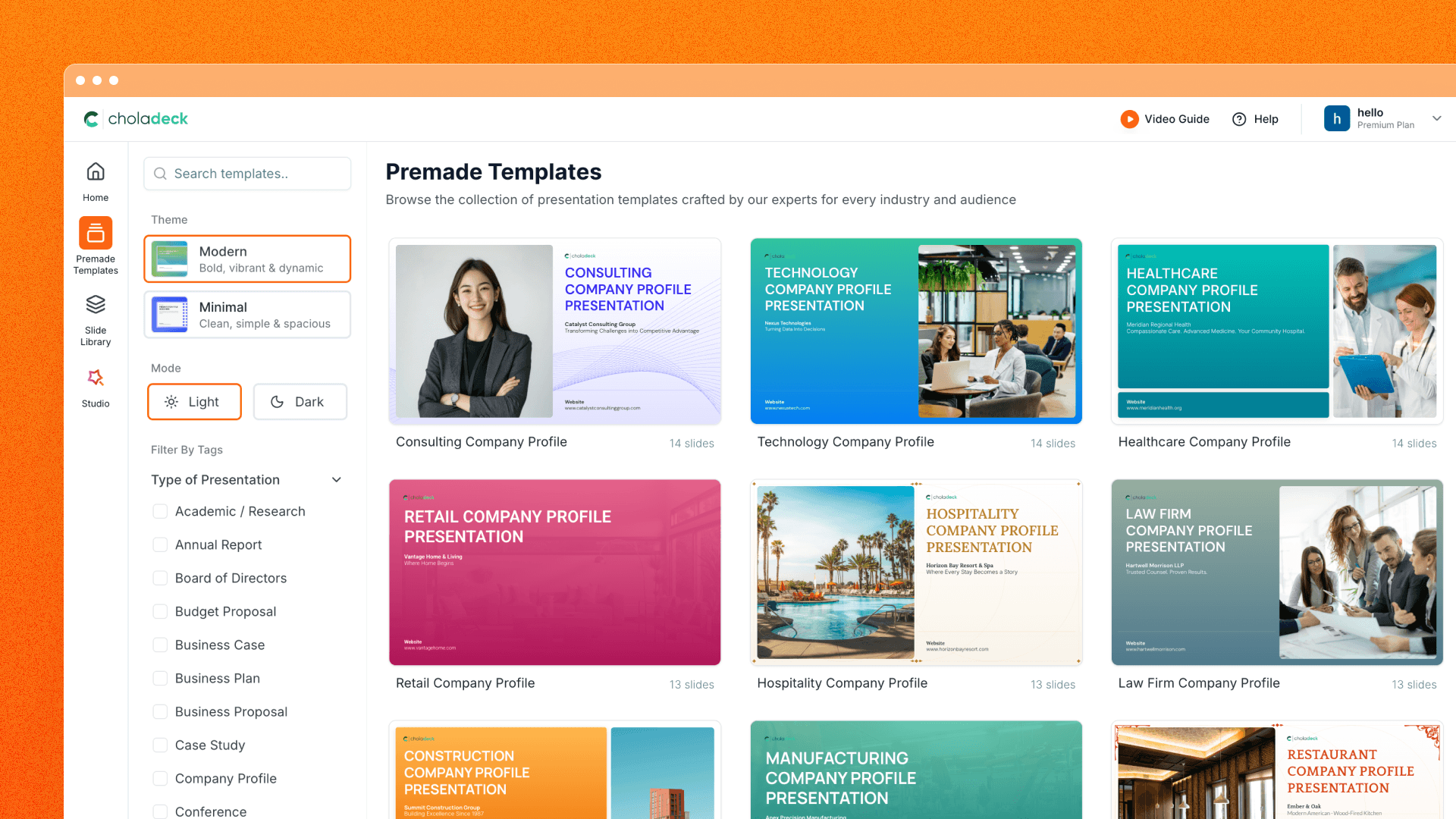 Premade Templates by industry