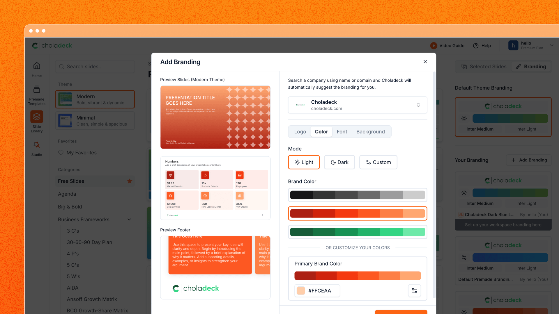 Add a brand from a company domain
