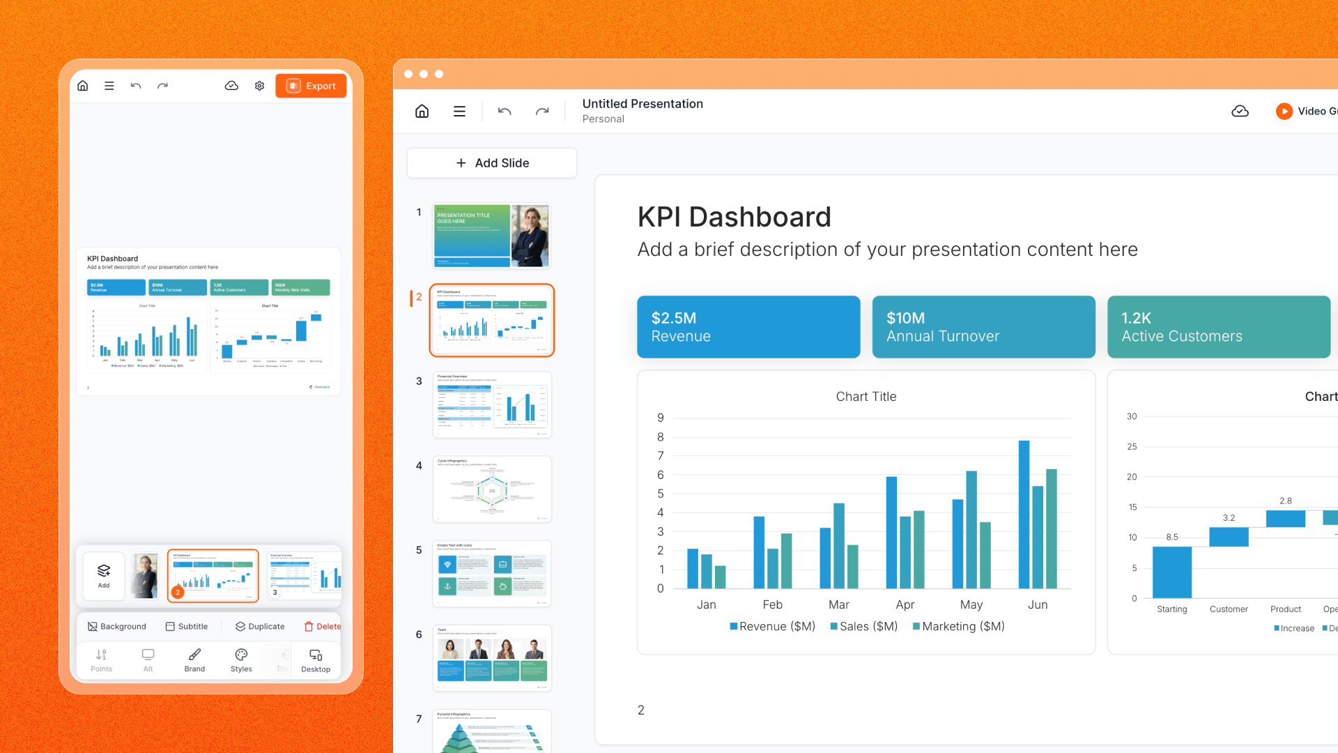 Charts on mobile and desktop
